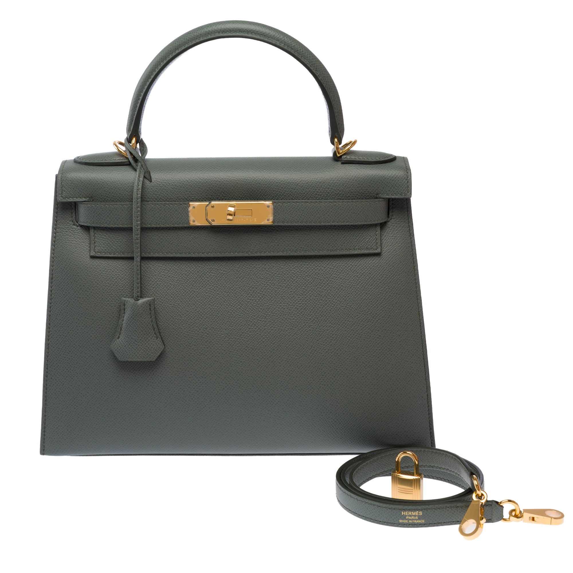Sac HERMES Kelly 28 en Cuir Vert - 103701
