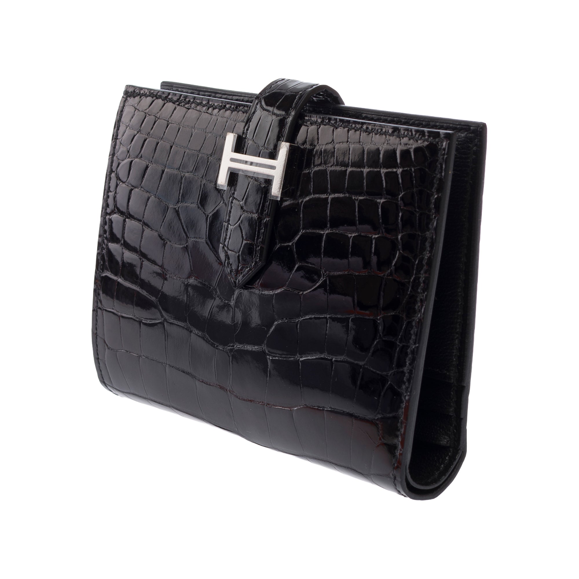 Accessoire HERMES Bearn en Cuirs exotiques Noir - 103690