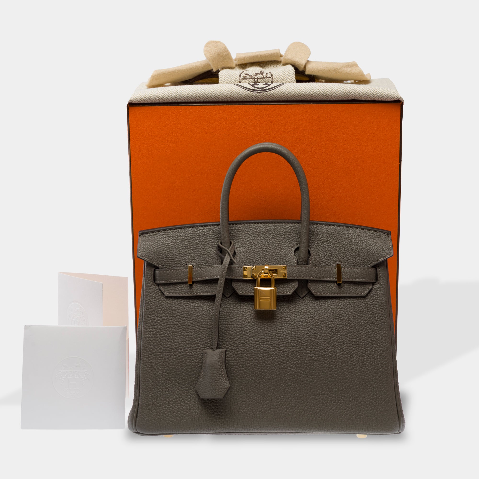 Sac HERMES Birkin 25 en Cuir Gris - 103698