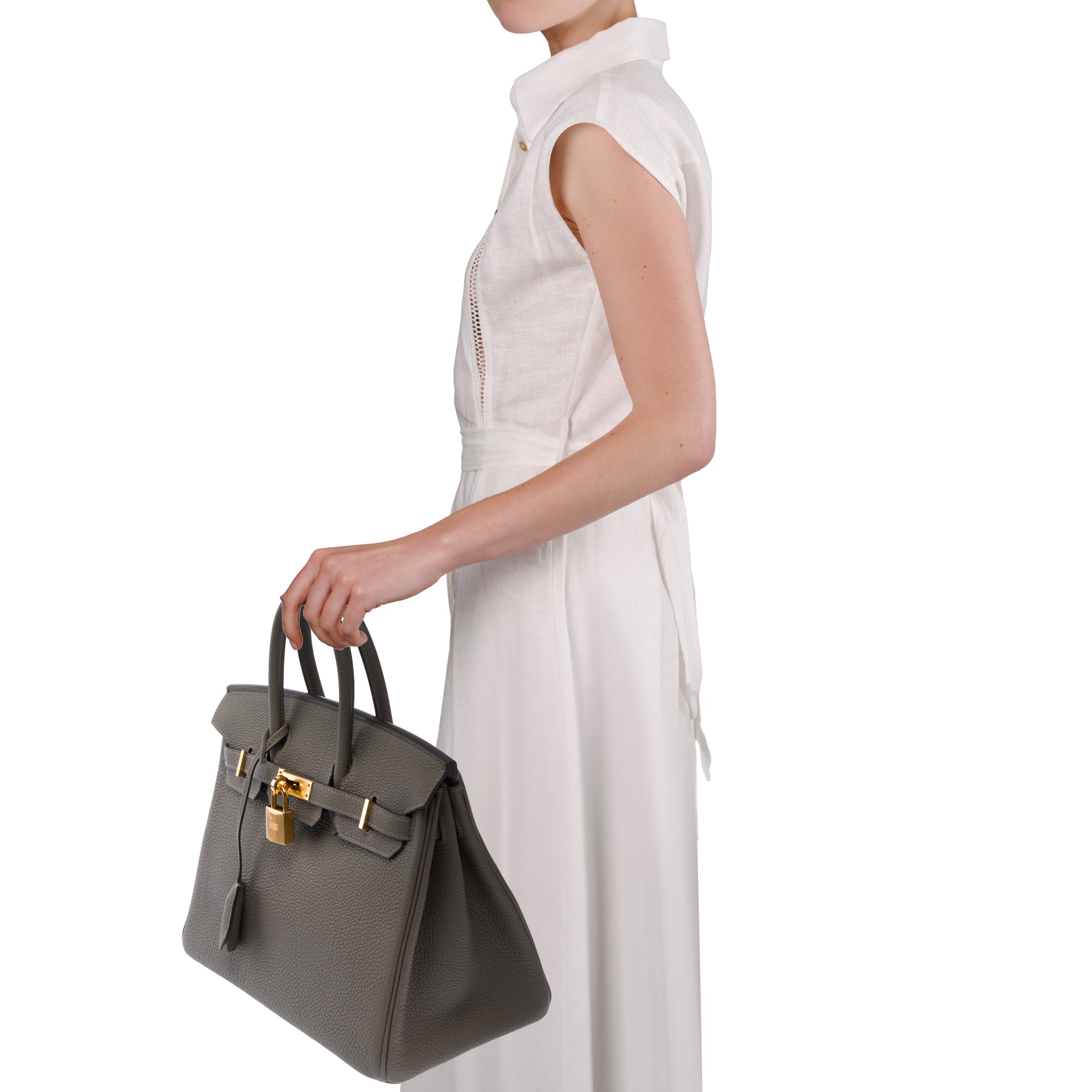 Sac HERMES Birkin 25 en Cuir Gris - 103698