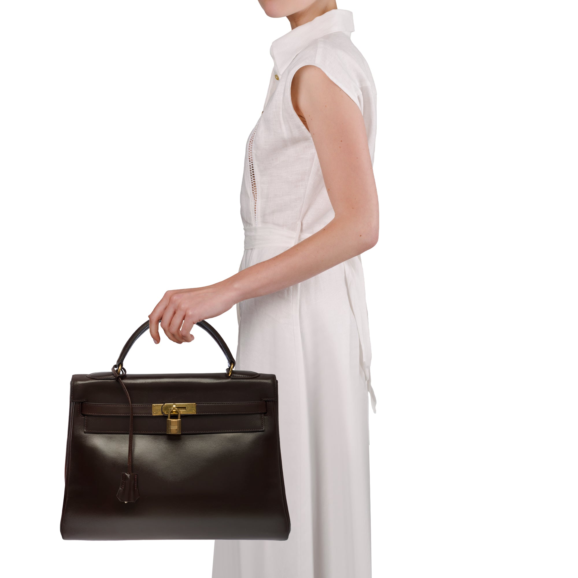 Sac HERMES Kelly 32 en Cuir Marron - 103605