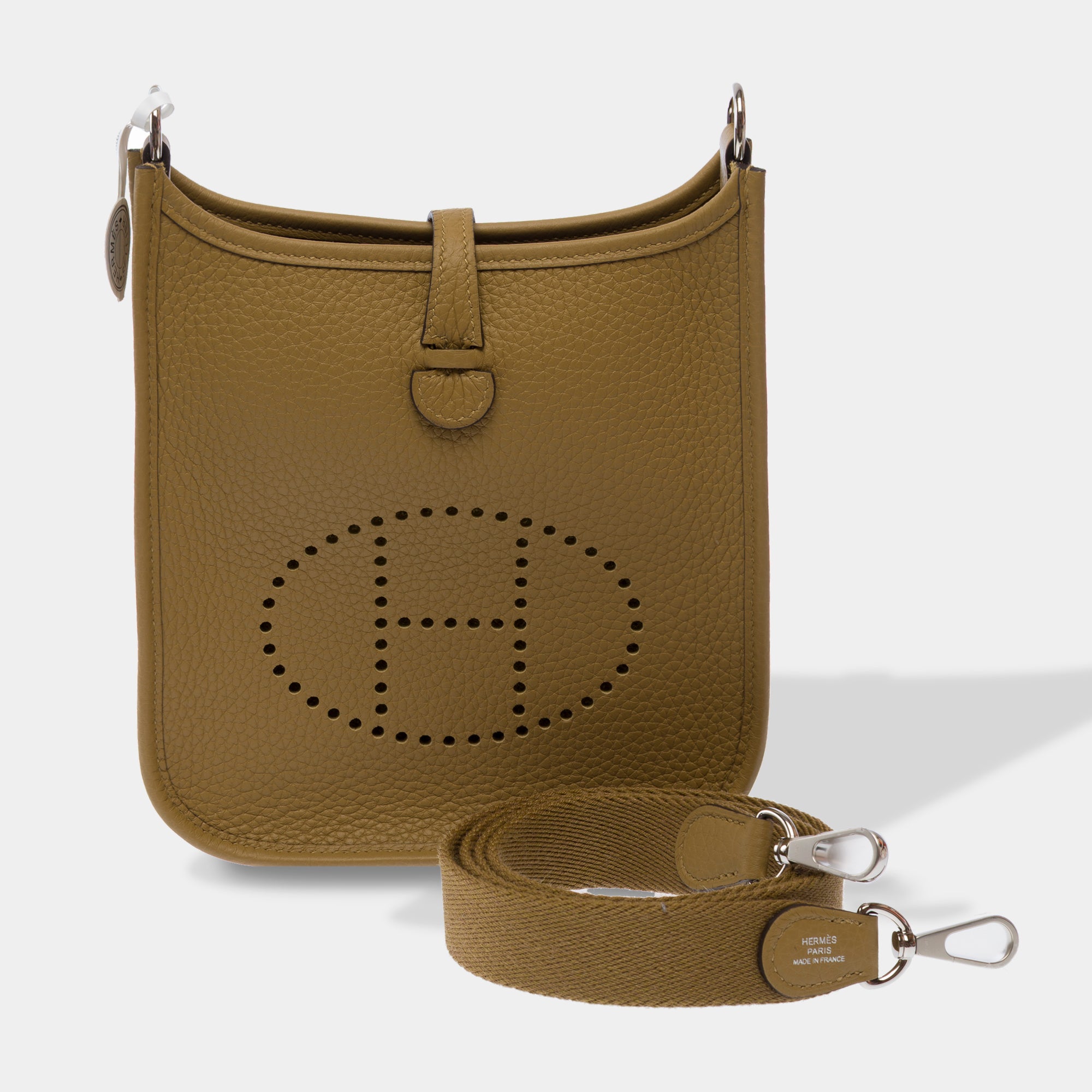 Sac HERMES Mini Evelyne en Cuir Beige - 103710