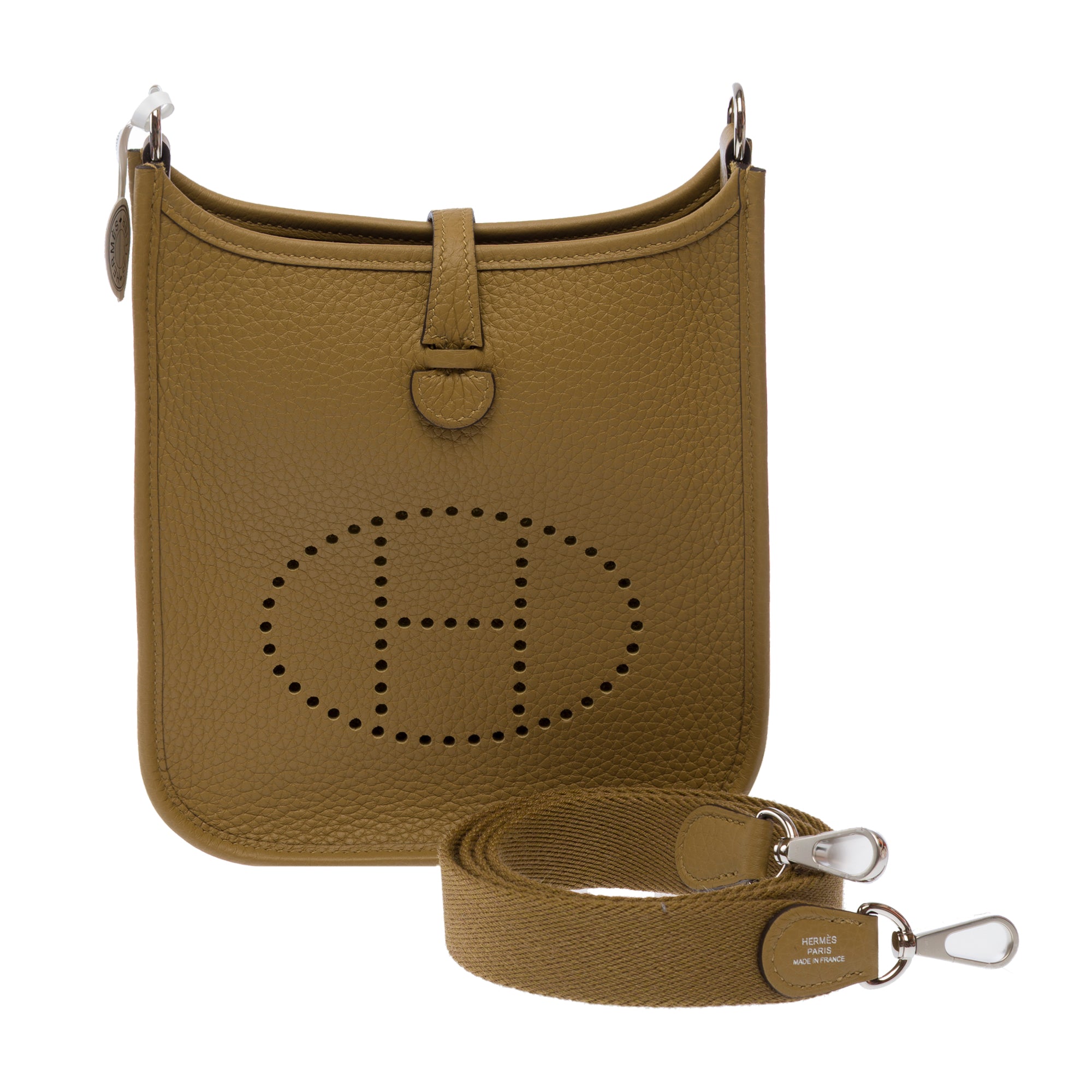 Sac HERMES Mini Evelyne en Cuir Beige - 103710