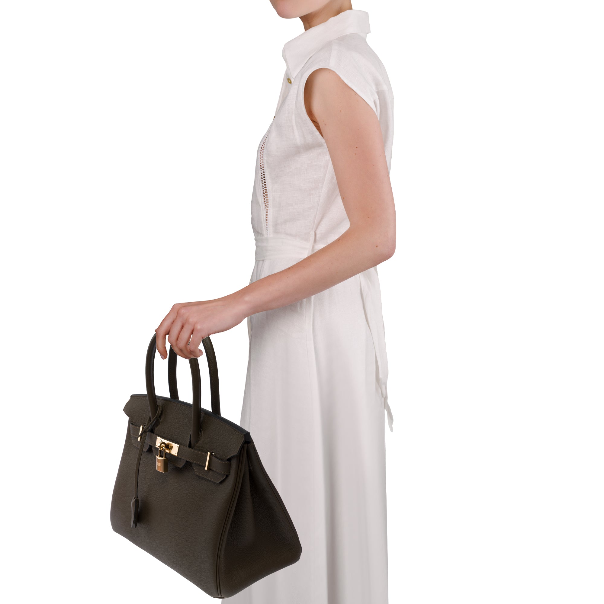 Sac HERMES Birkin 30 en Cuir Vert - 103705