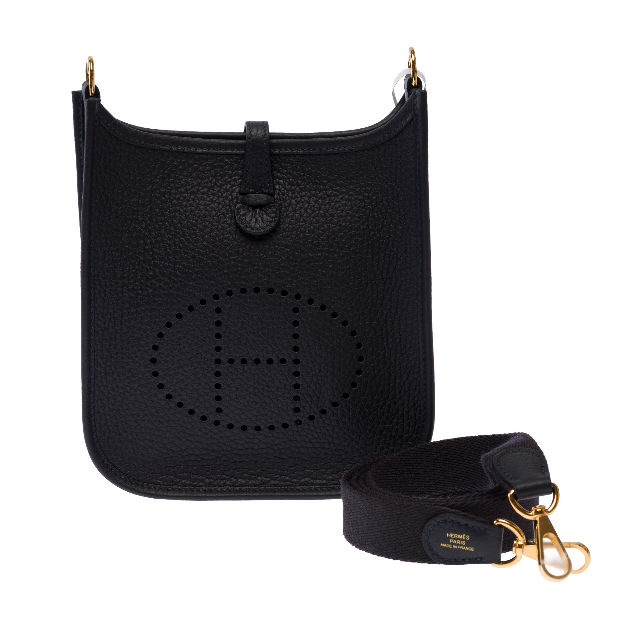 Sac HERMES Mini Evelyne en Cuir Bleu Marine - 103712
