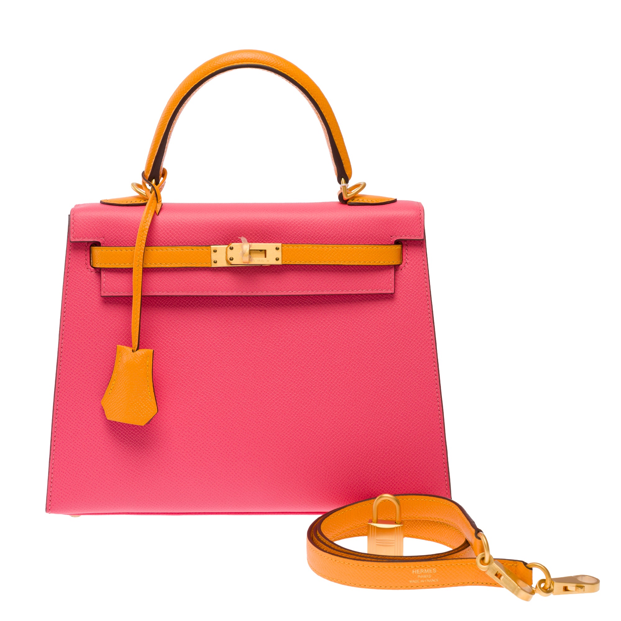 Sac HERMES Kelly 25 en Cuir Rose - 103713