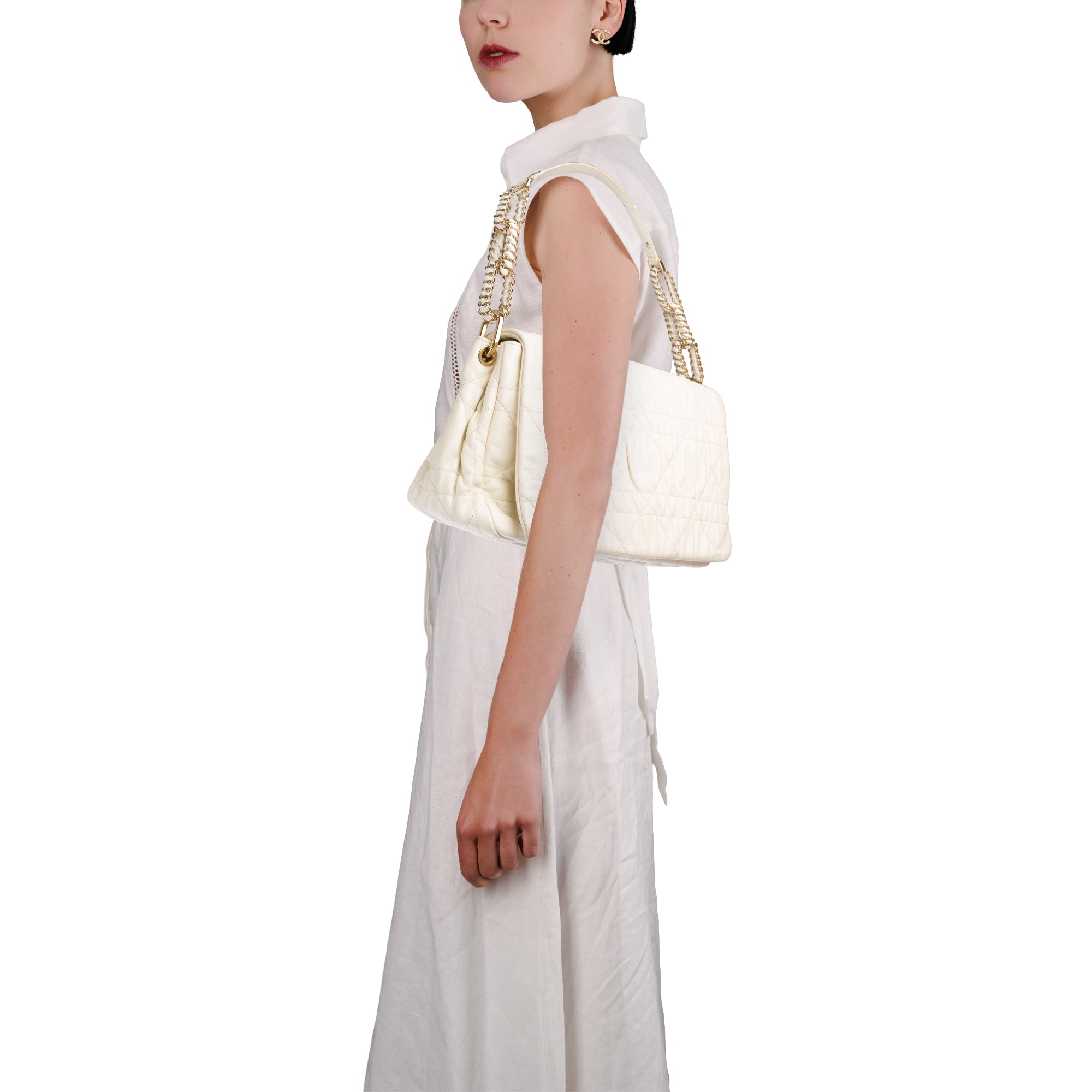 Sac DIOR Dior Caro en Cuir Blanc - 103695