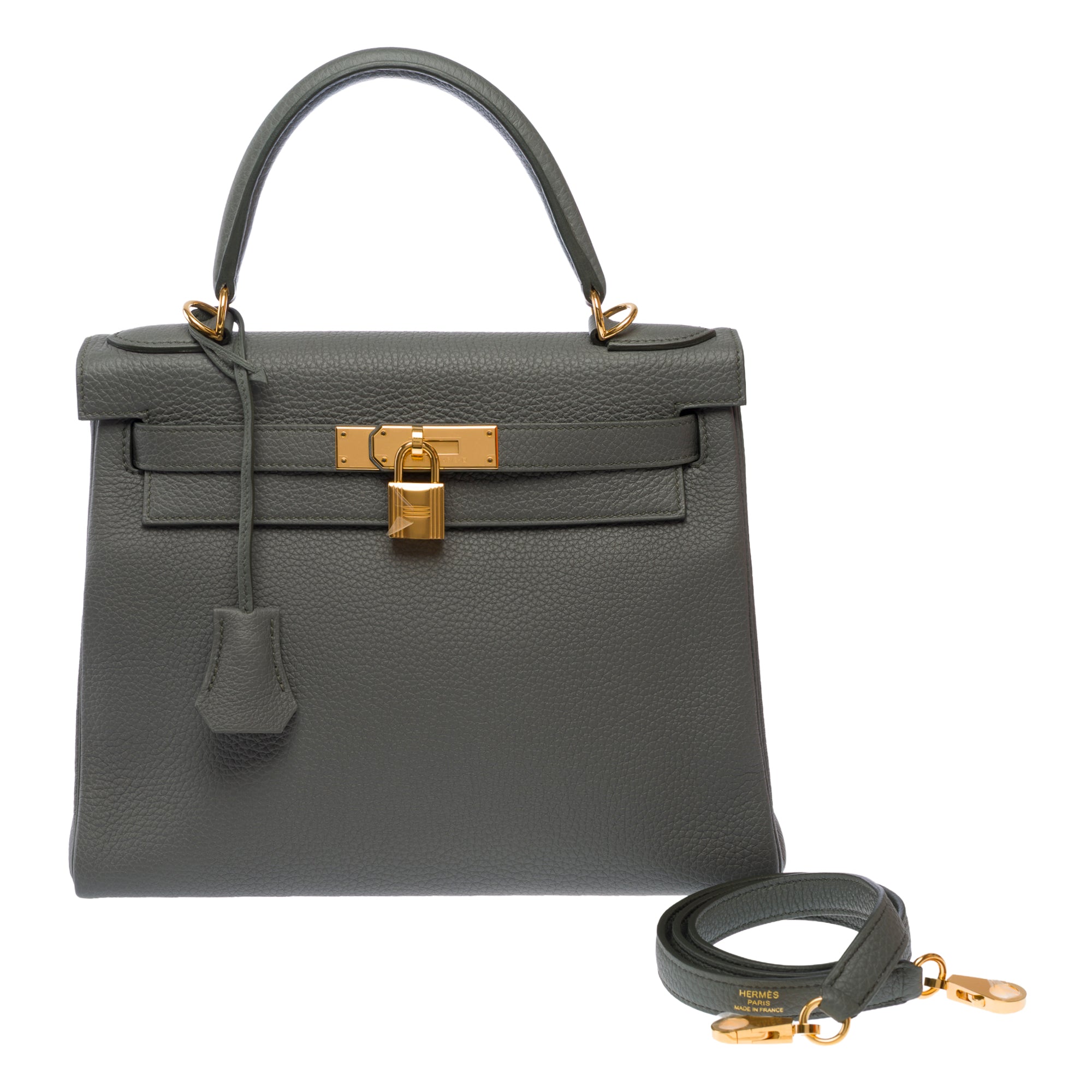 Sac HERMES Kelly 28 en Cuir Gris - 103696