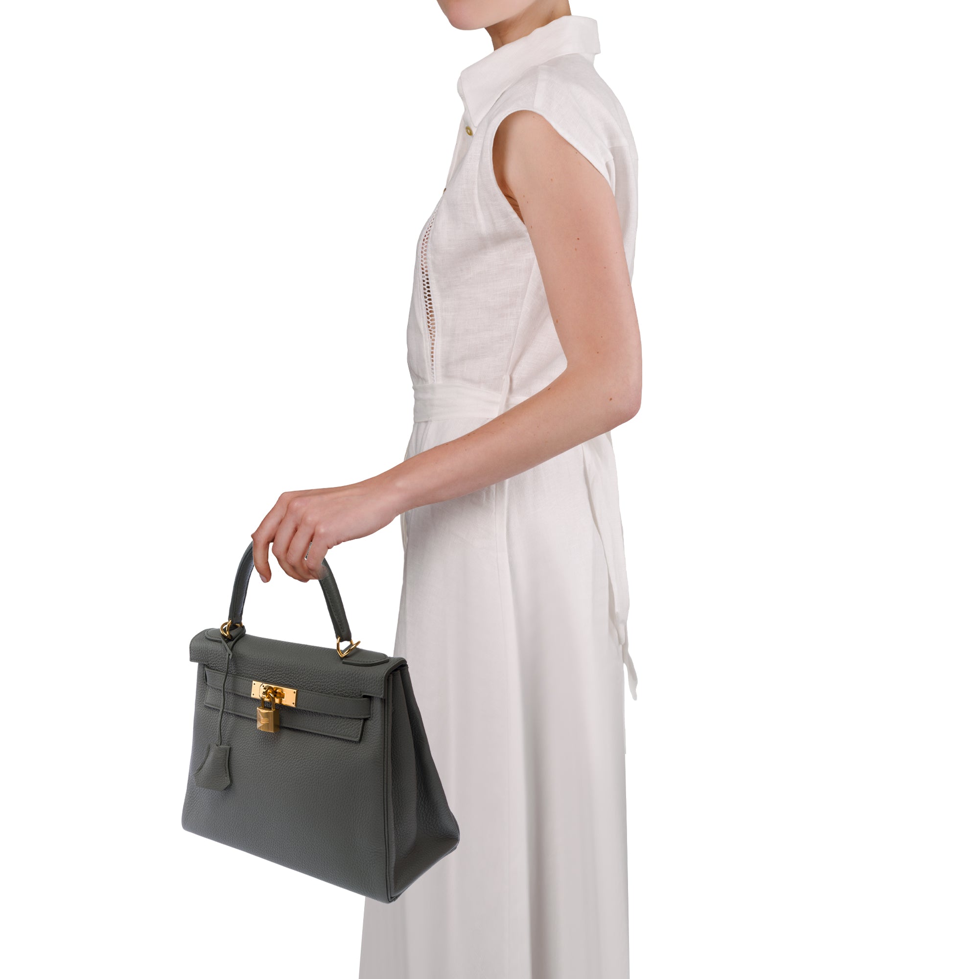 Sac HERMES Kelly 28 en Cuir Gris - 103696