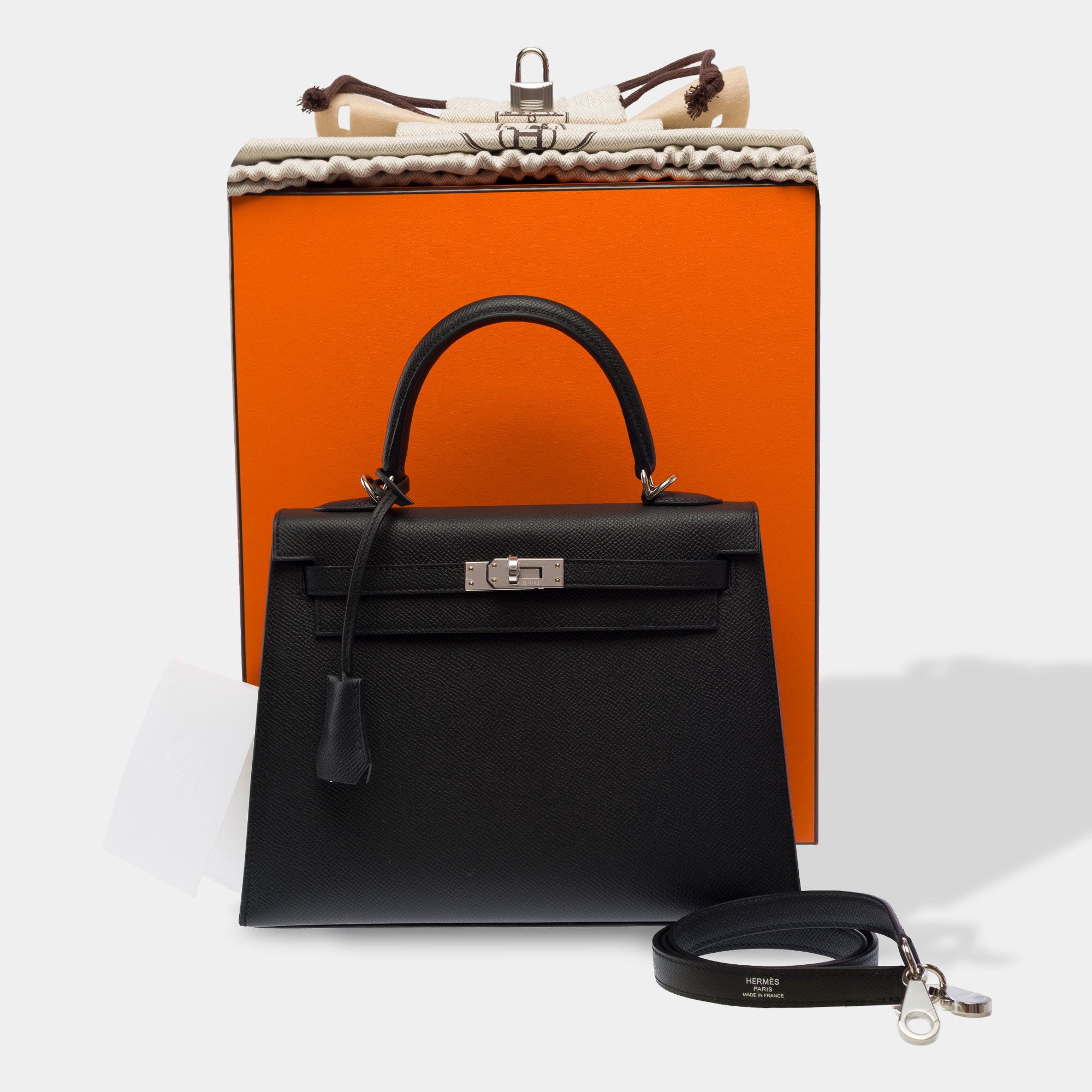 Sac HERMES Kelly 25 en Cuir Noir - 103706
