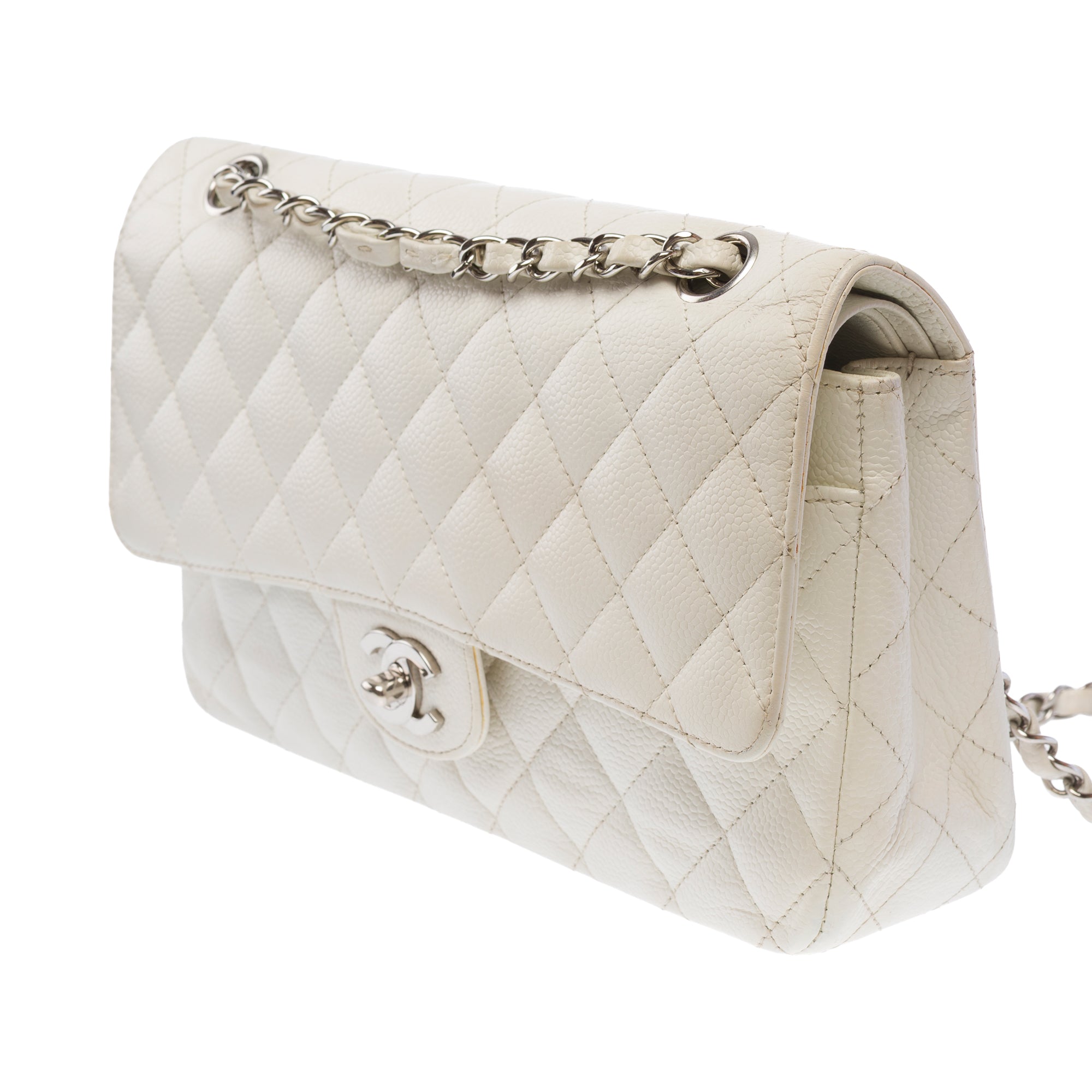 Sac CHANEL Timeless/Classique en Cuir Blanc - 103719