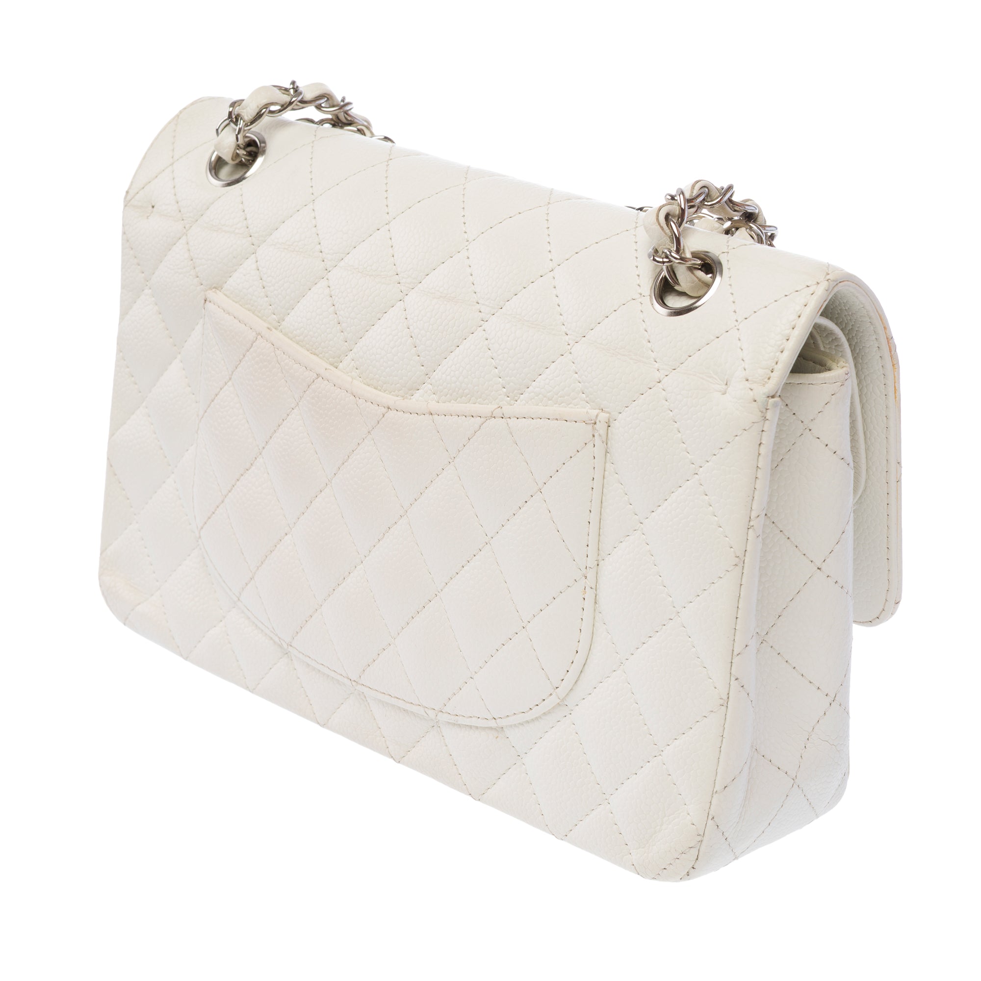 Sac CHANEL Timeless/Classique en Cuir Blanc - 103719