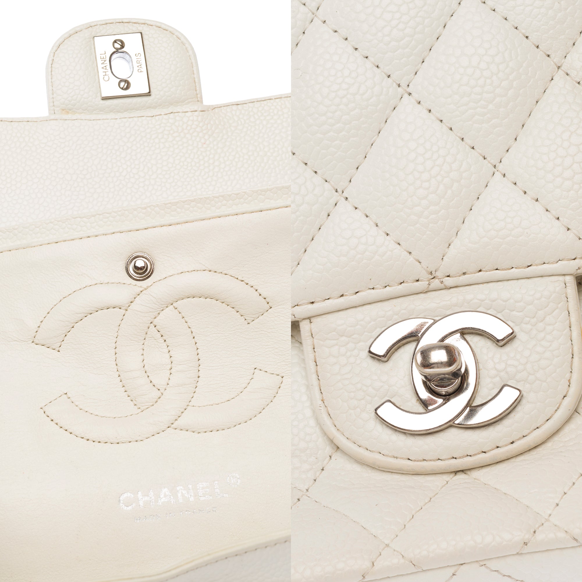 Sac CHANEL Timeless/Classique en Cuir Blanc - 103719