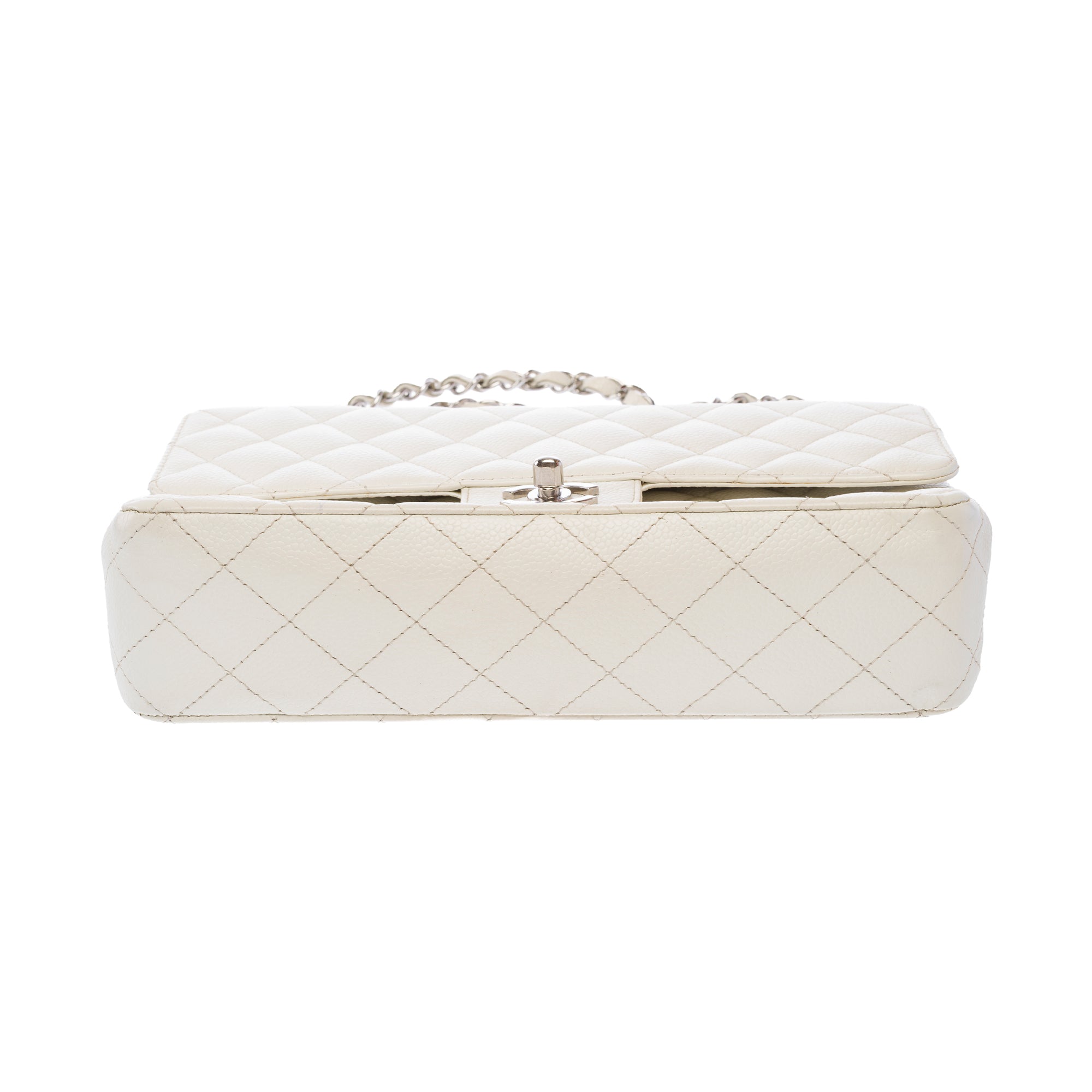 Sac CHANEL Timeless/Classique en Cuir Blanc - 103719