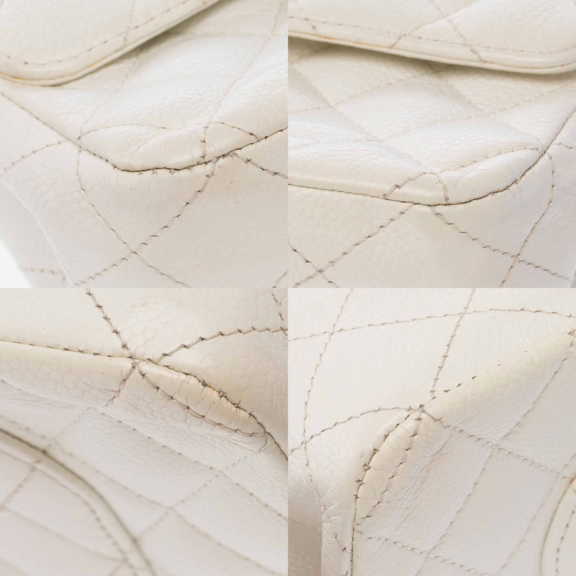 Sac CHANEL Timeless/Classique en Cuir Blanc - 103719