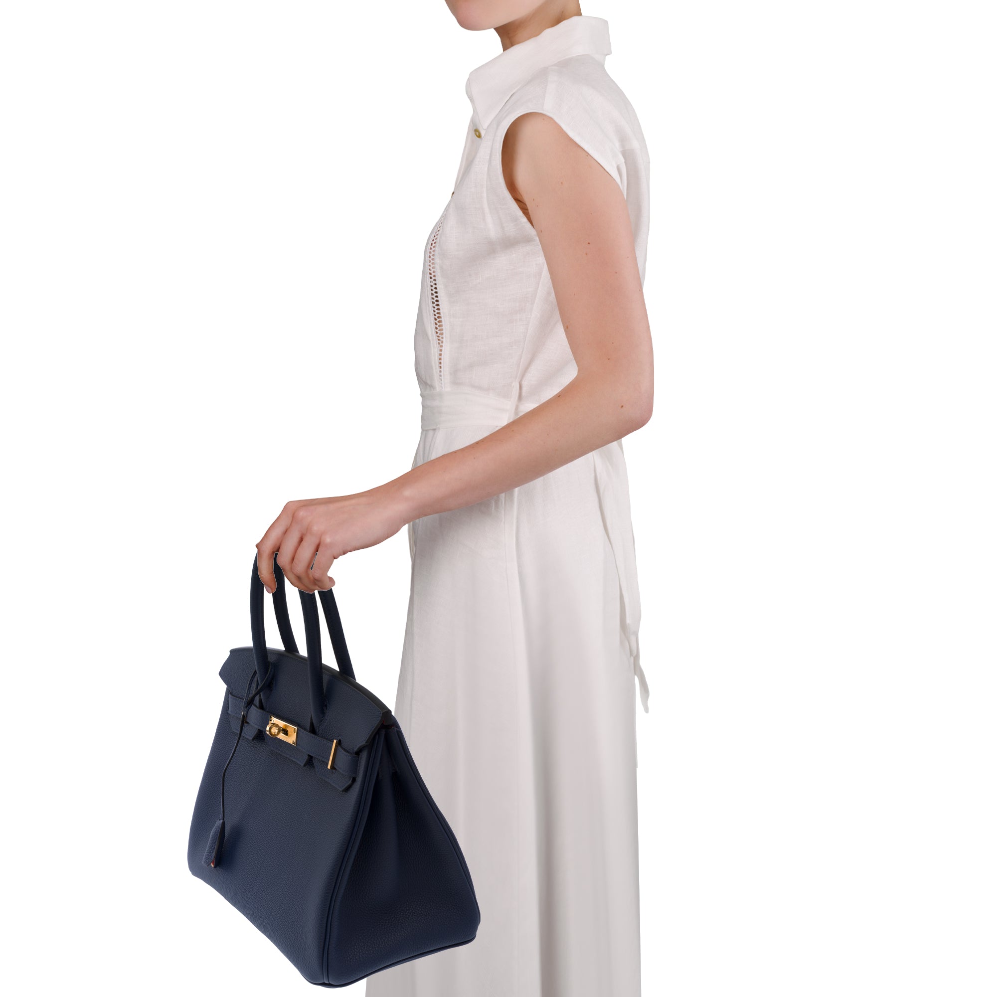 Sac HERMES Birkin 30 en Cuir Bleu - 103732