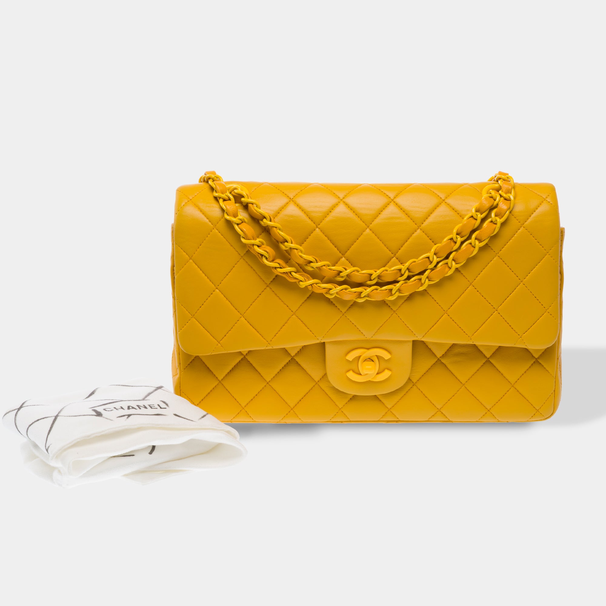 Sac CHANEL Timeless/Classique en Cuir Jaune - 103743