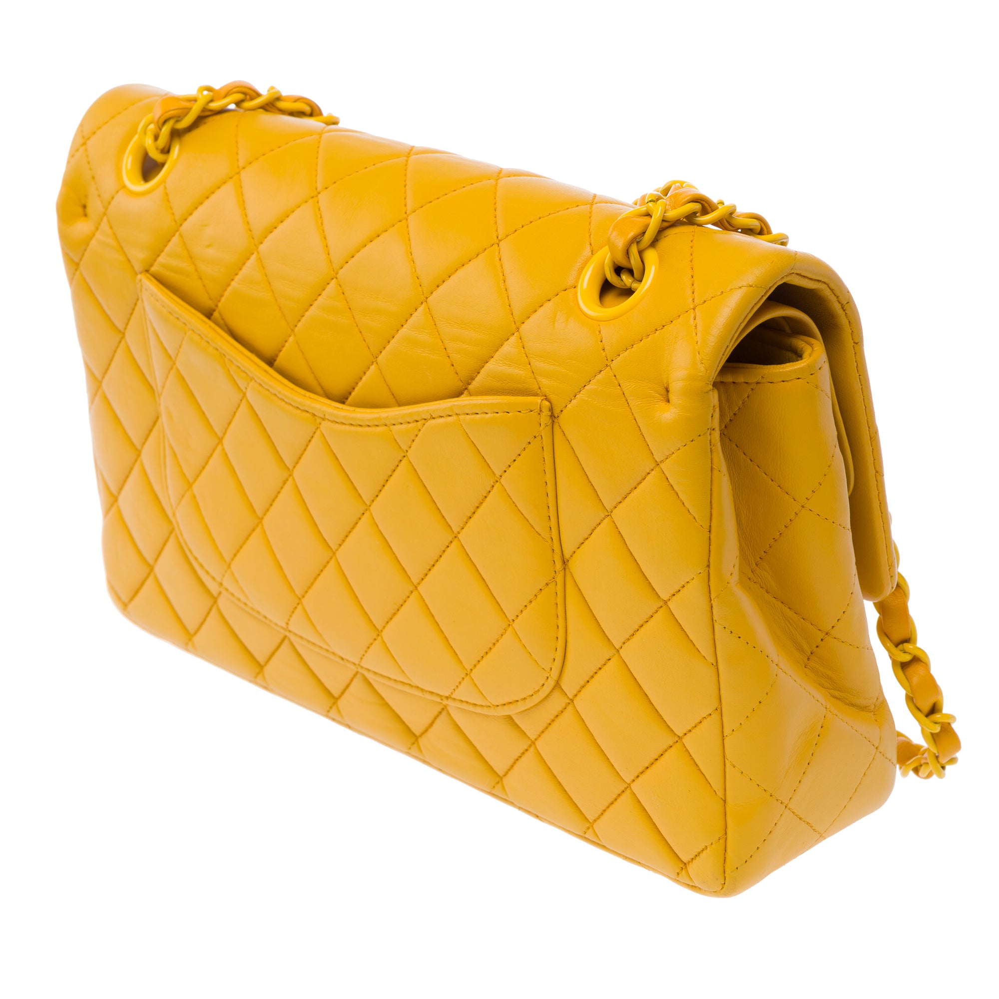 Sac CHANEL Timeless/Classique en Cuir Jaune - 103743