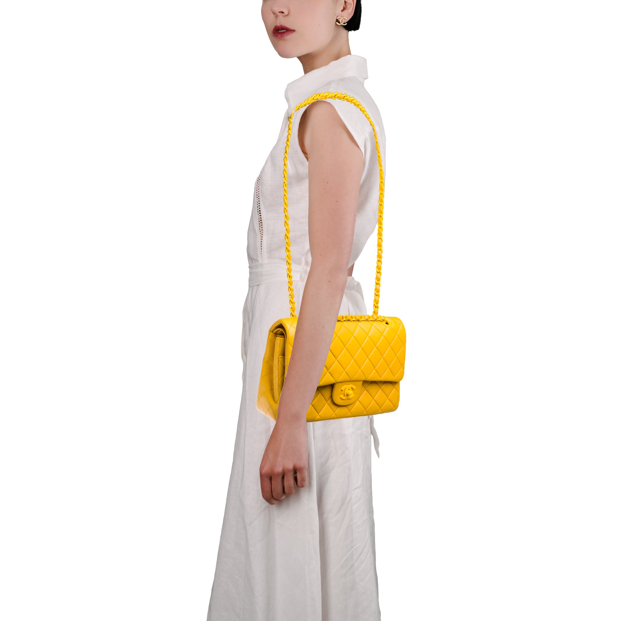 Sac CHANEL Timeless/Classique en Cuir Jaune - 103743
