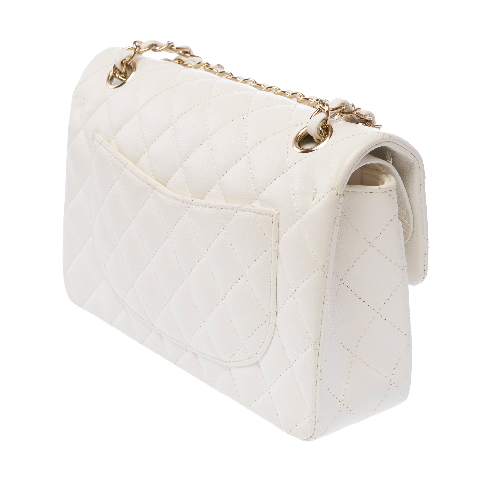 Sac CHANEL Timeless/Classique en Cuir Blanc - 103729