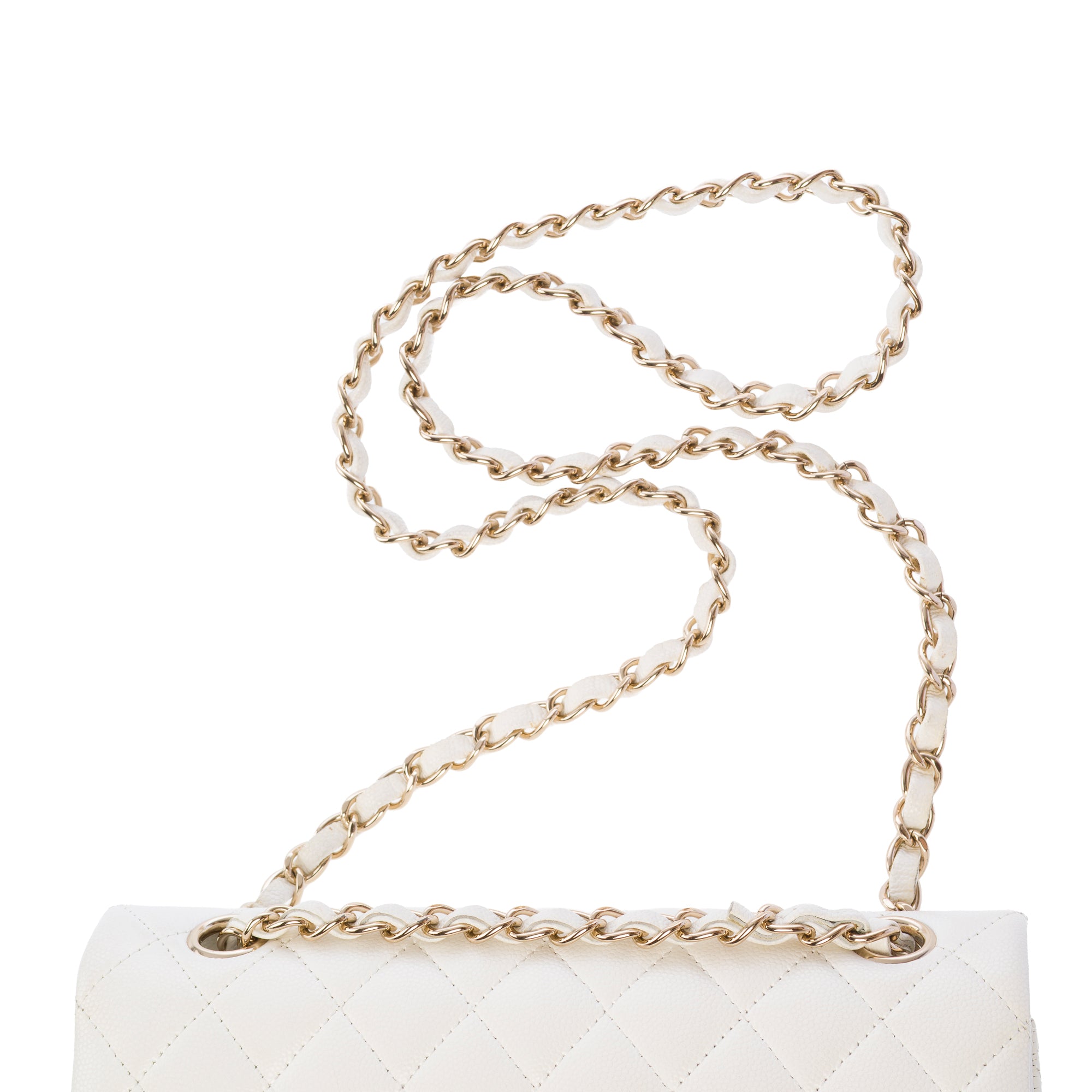 Sac CHANEL Timeless/Classique en Cuir Blanc - 103729