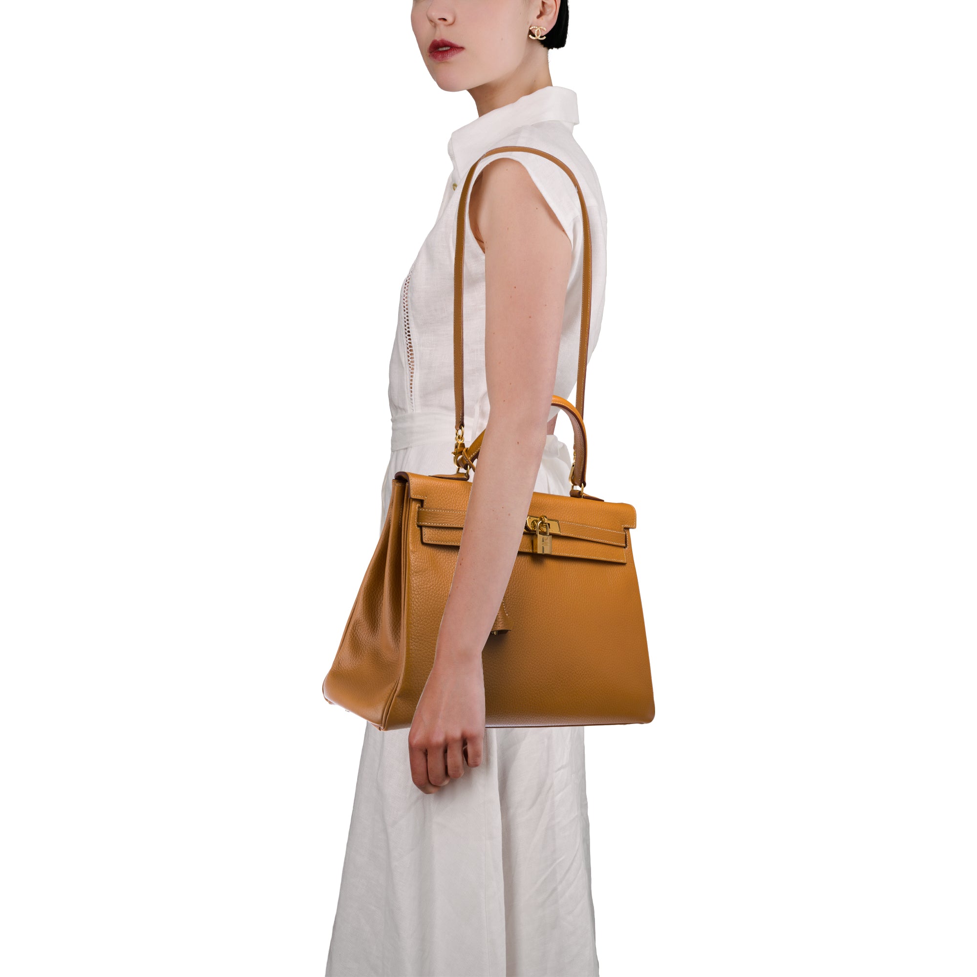 Sac HERMES Kelly 35 en Cuir Doré - 103609