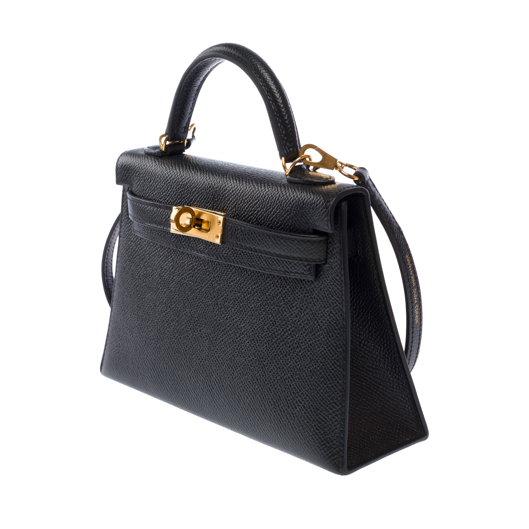 Sac HERMES Kelly Mini en Cuir Noir - 103748
