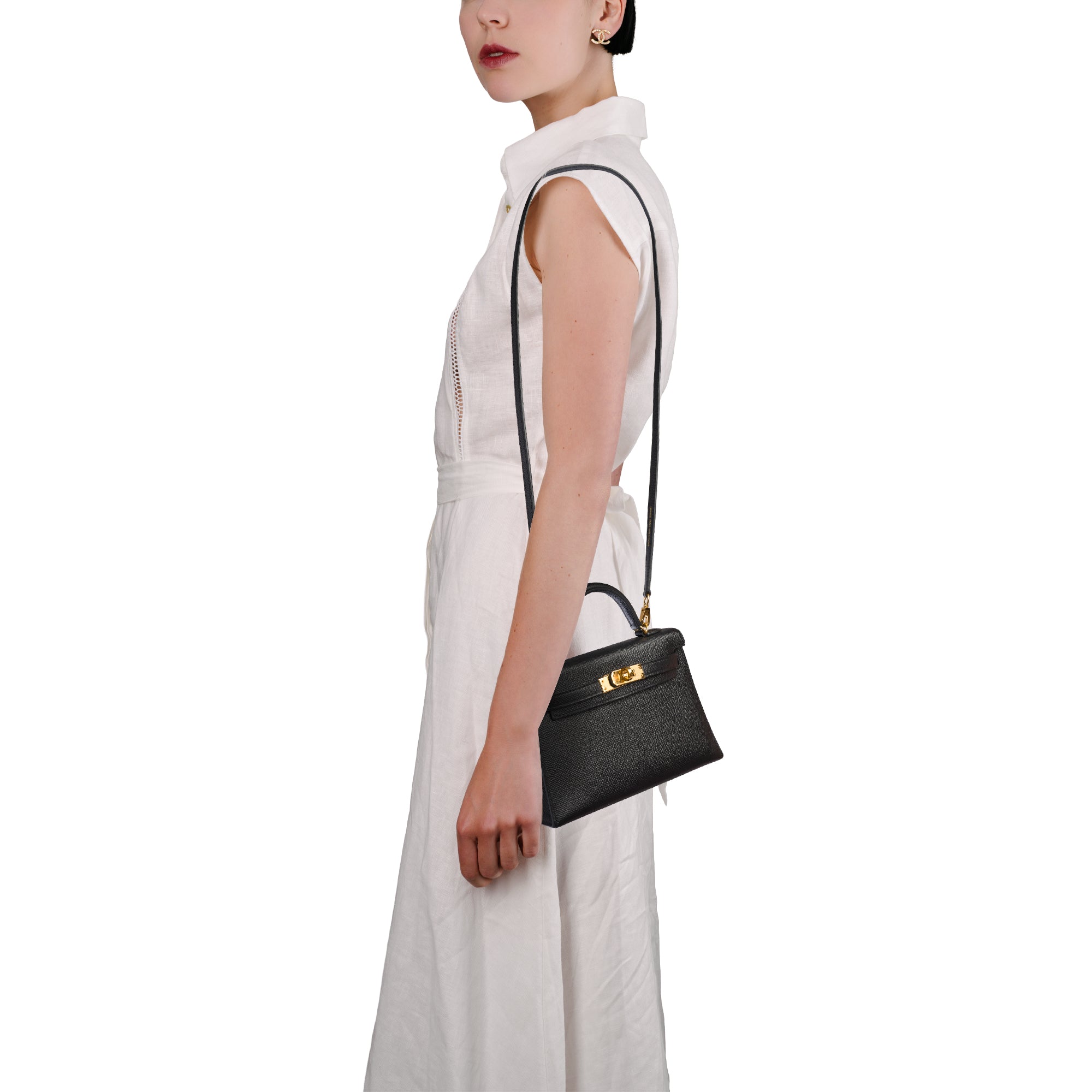Sac HERMES Kelly Mini en Cuir Noir - 103748