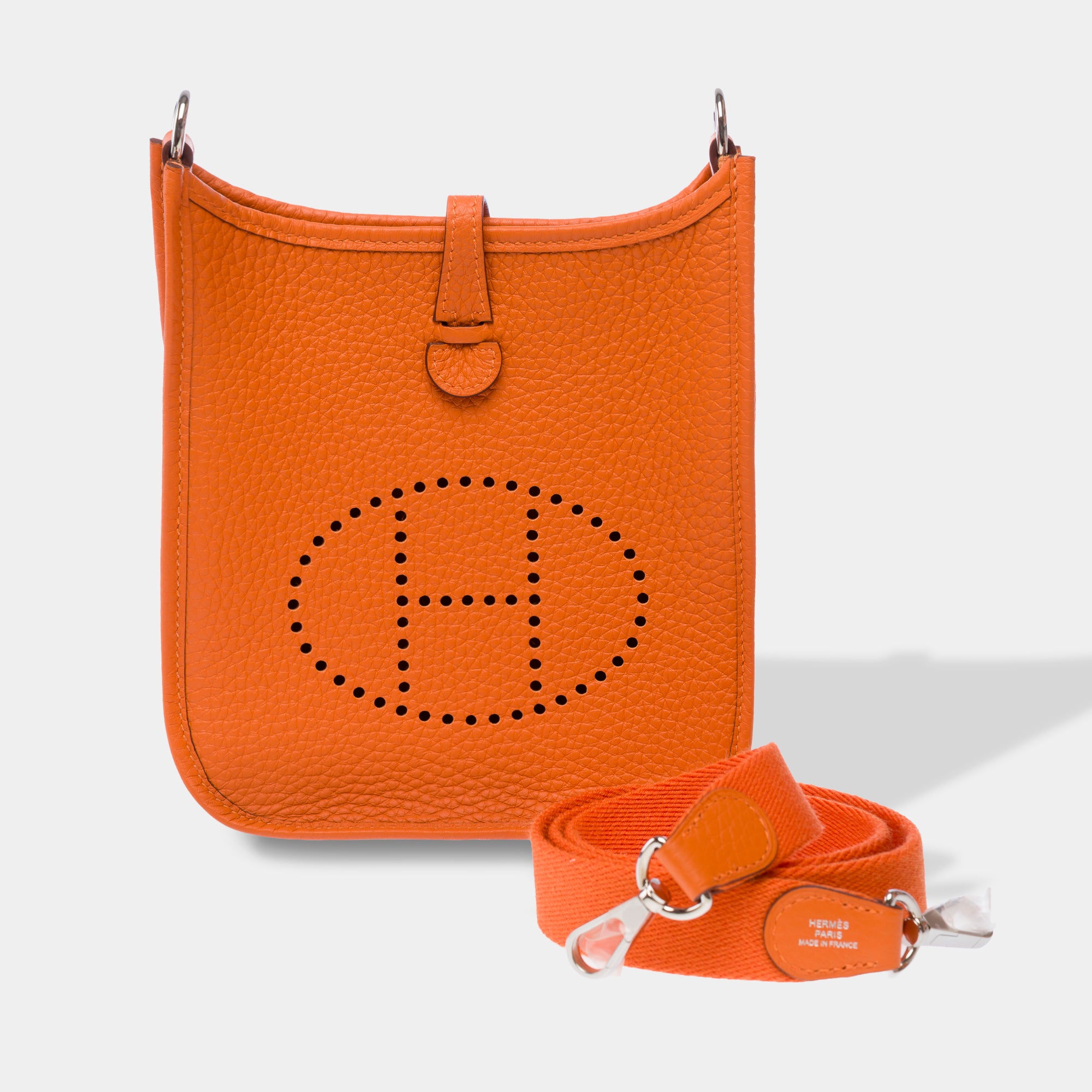 Sac HERMES Mini Evelyne en Cuir Orange - 103764