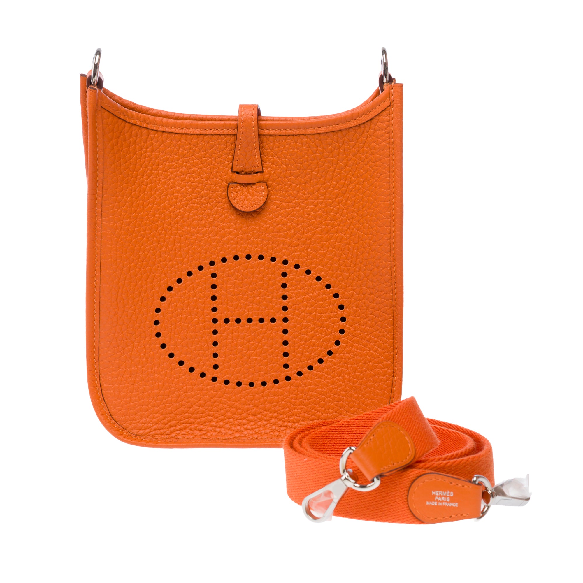 Sac HERMES Mini Evelyne en Cuir Orange - 103764