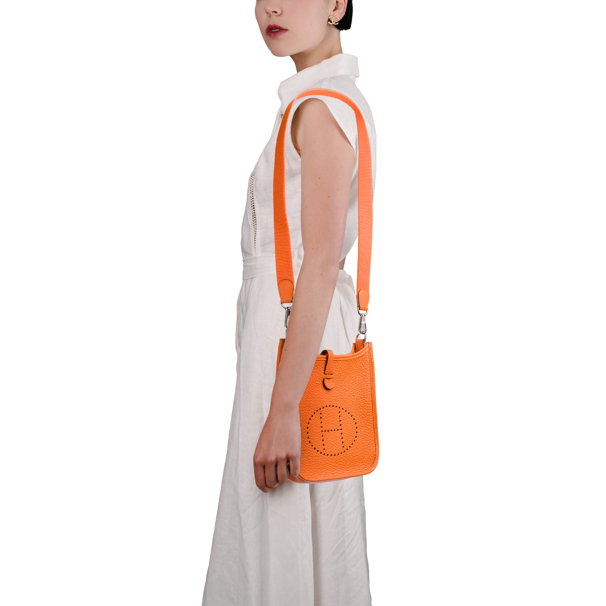 Sac HERMES Mini Evelyne en Cuir Orange - 103764
