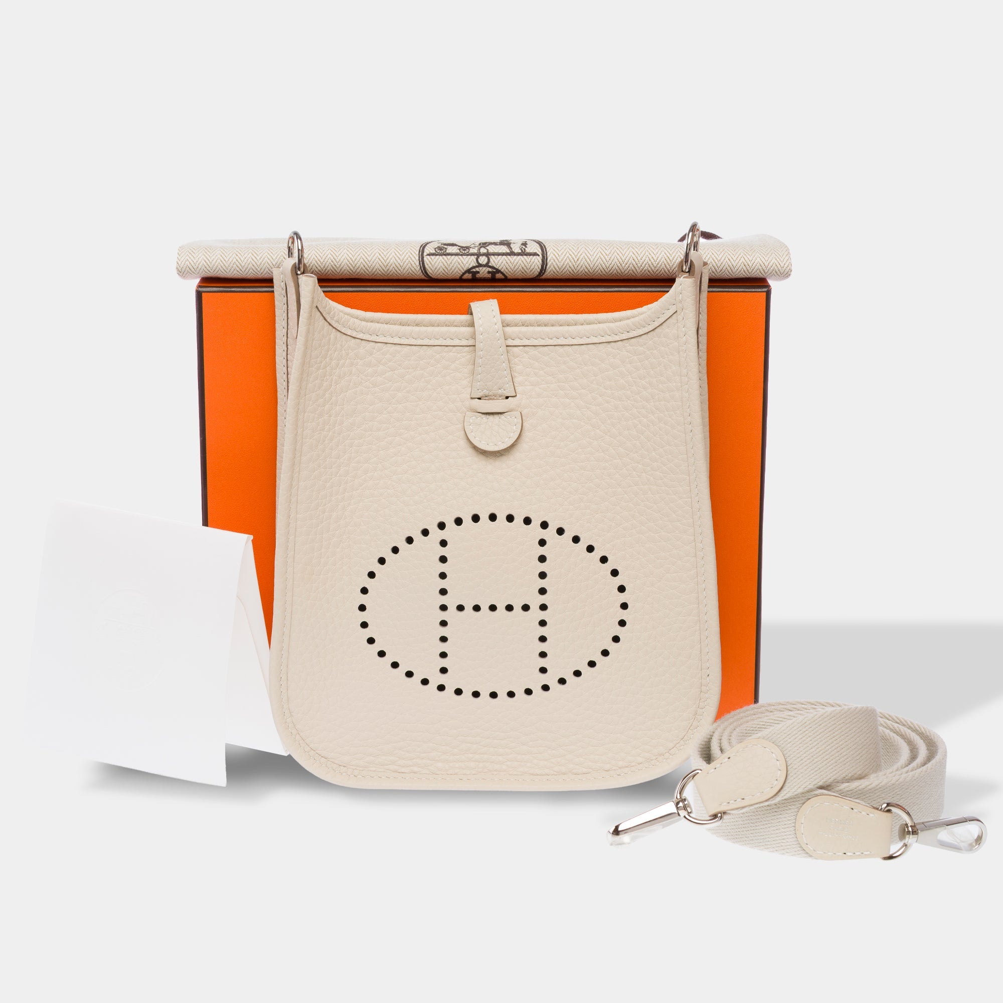 Sac HERMES Mini Evelyne en Cuir Blanc - 103765