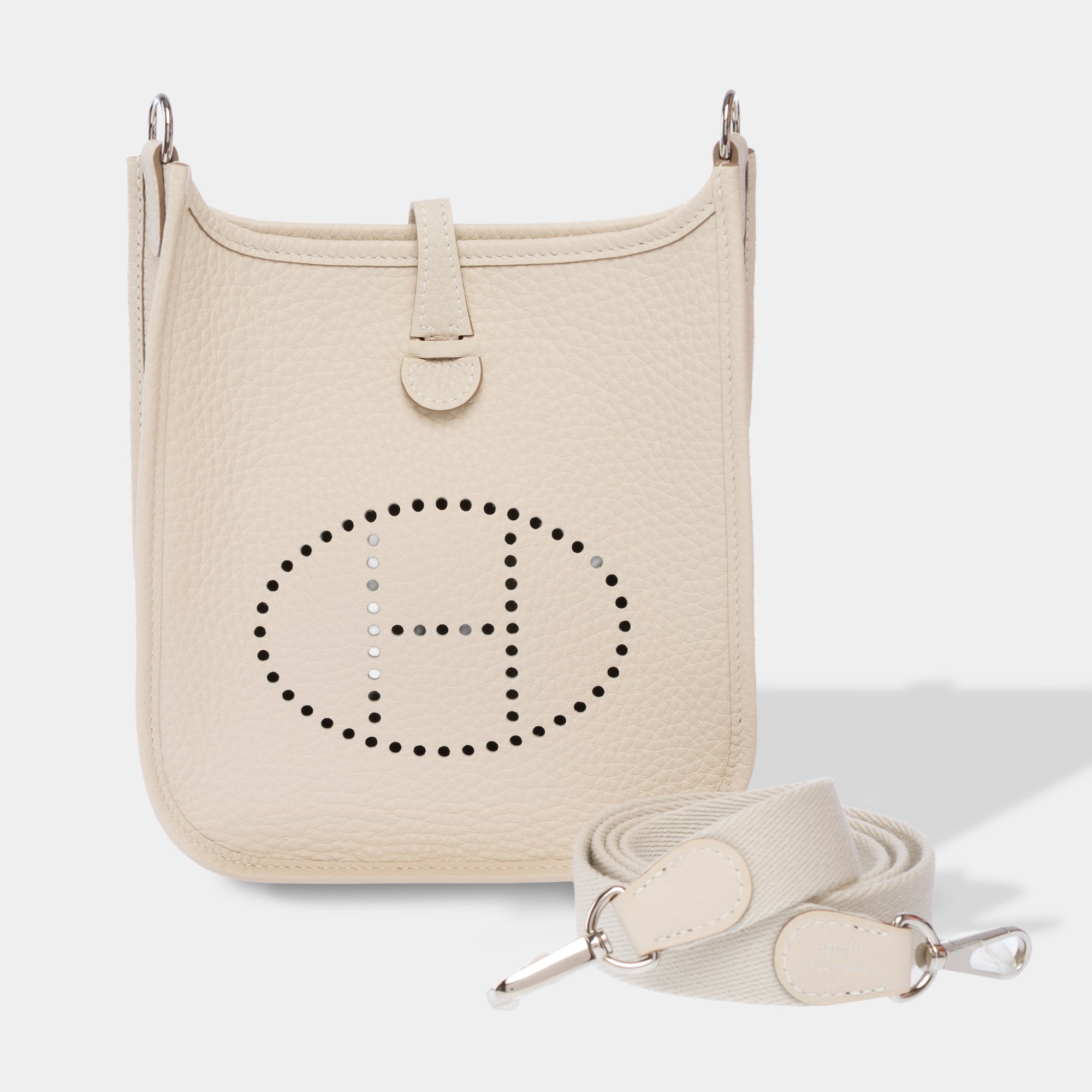 Sac HERMES Mini Evelyne en Cuir Blanc - 103765