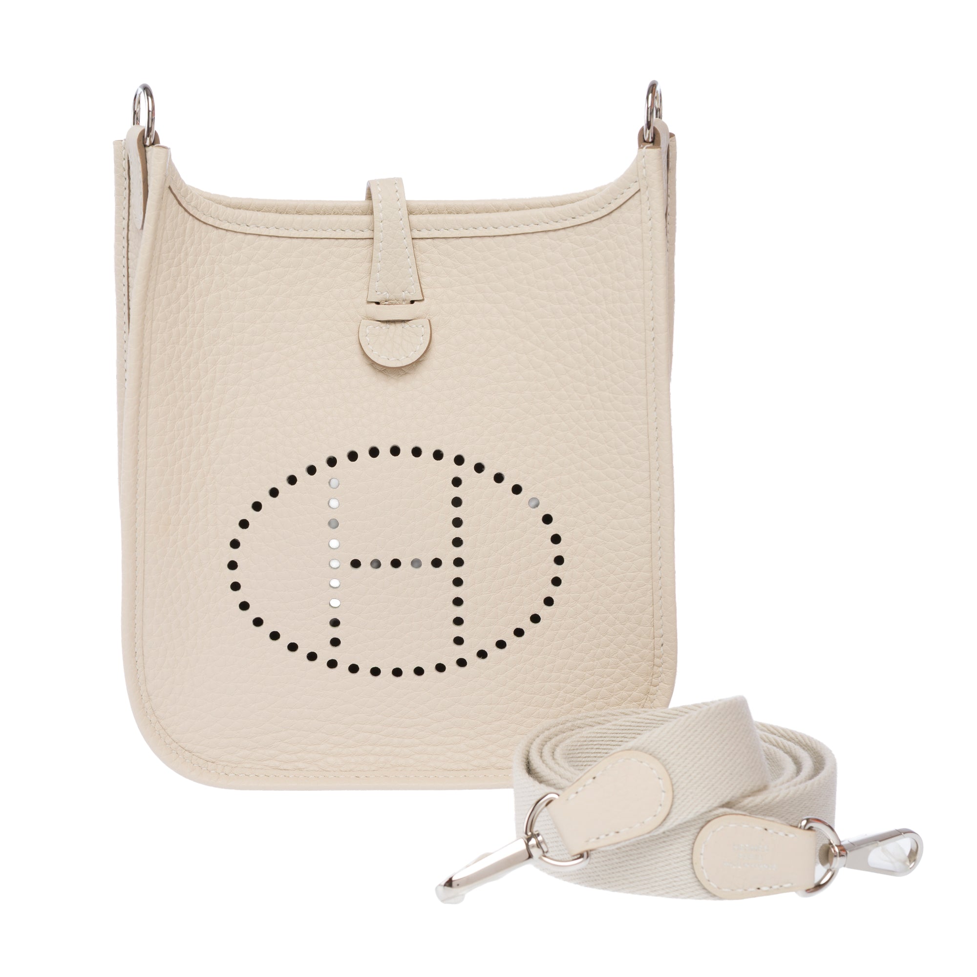 Sac HERMES Mini Evelyne en Cuir Blanc - 103765