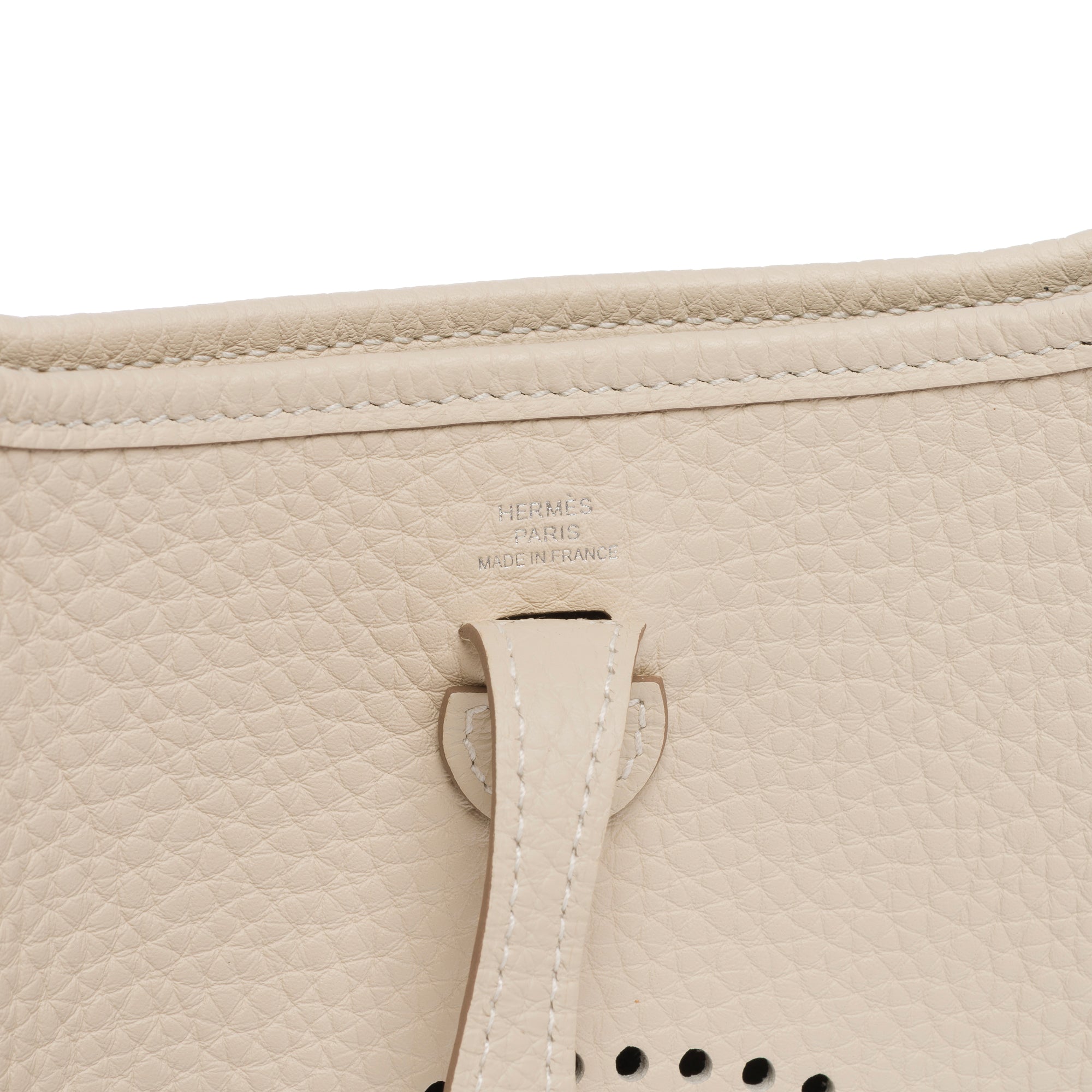 Sac HERMES Mini Evelyne en Cuir Blanc - 103765