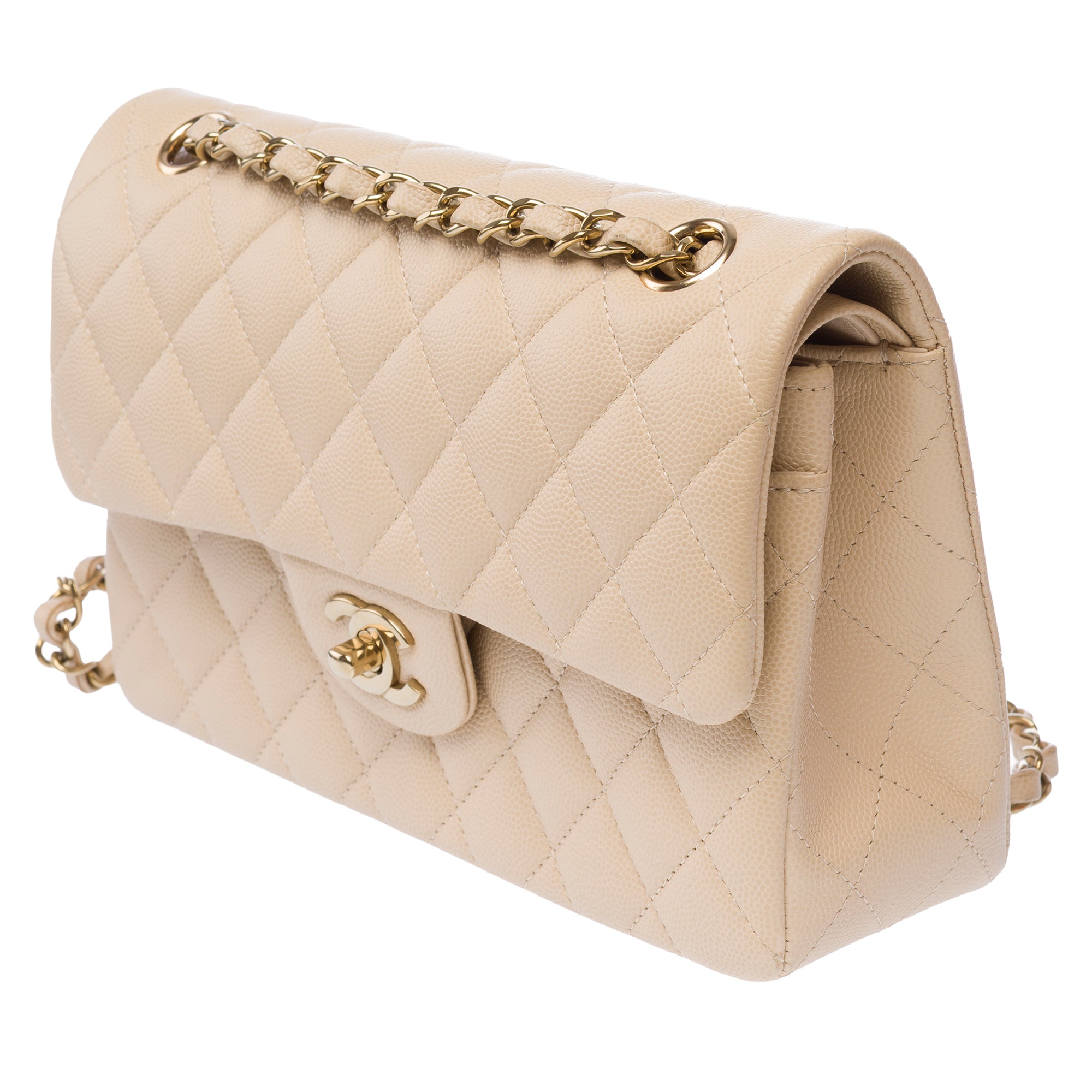 Sac CHANEL Timeless/Classique en Cuir Beige - 103775