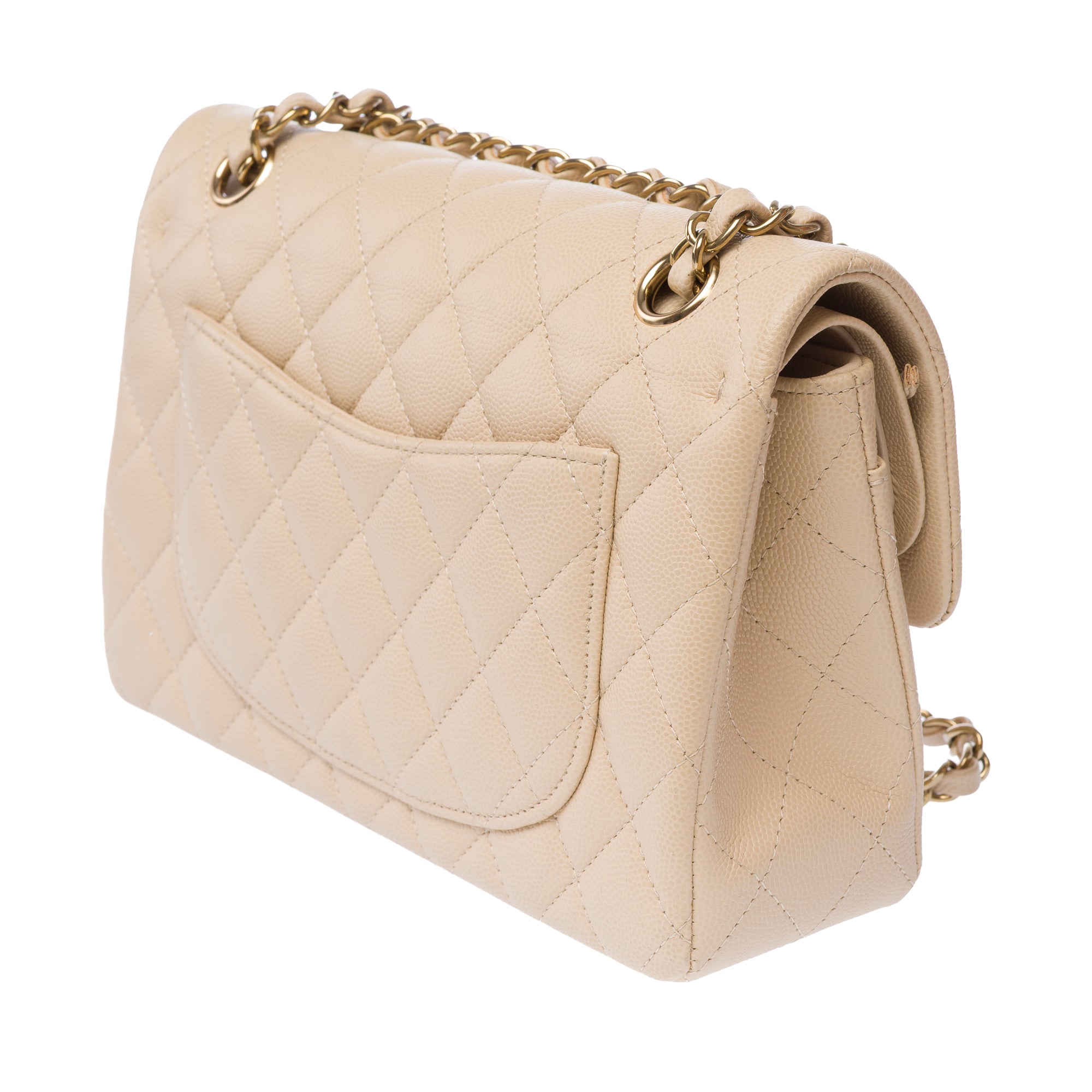 Sac CHANEL Timeless/Classique en Cuir Beige - 103775