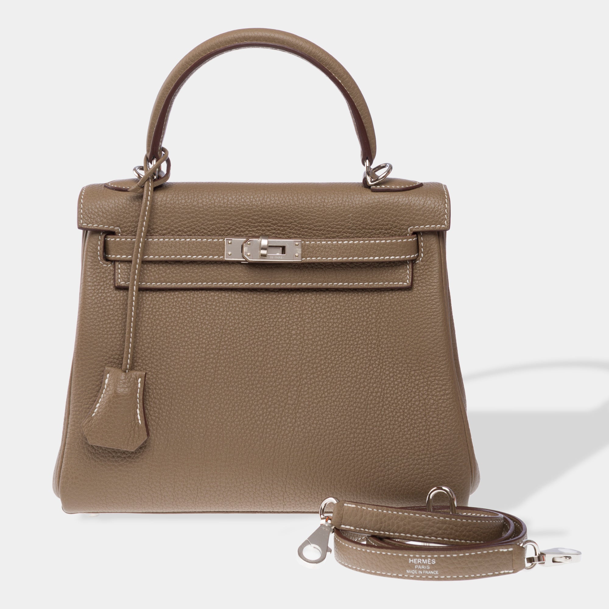 Sac HERMES Kelly 25 en Cuir Étoupe - 103789