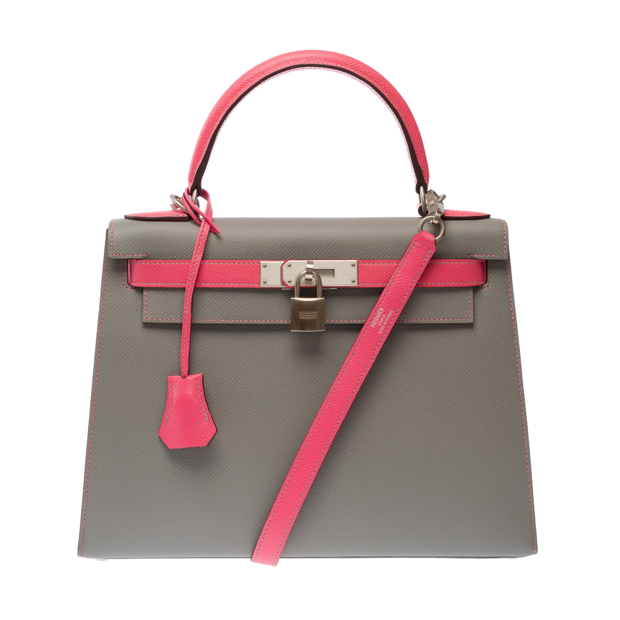 Sac HERMES Kelly 28 en Cuir Gris - 103792