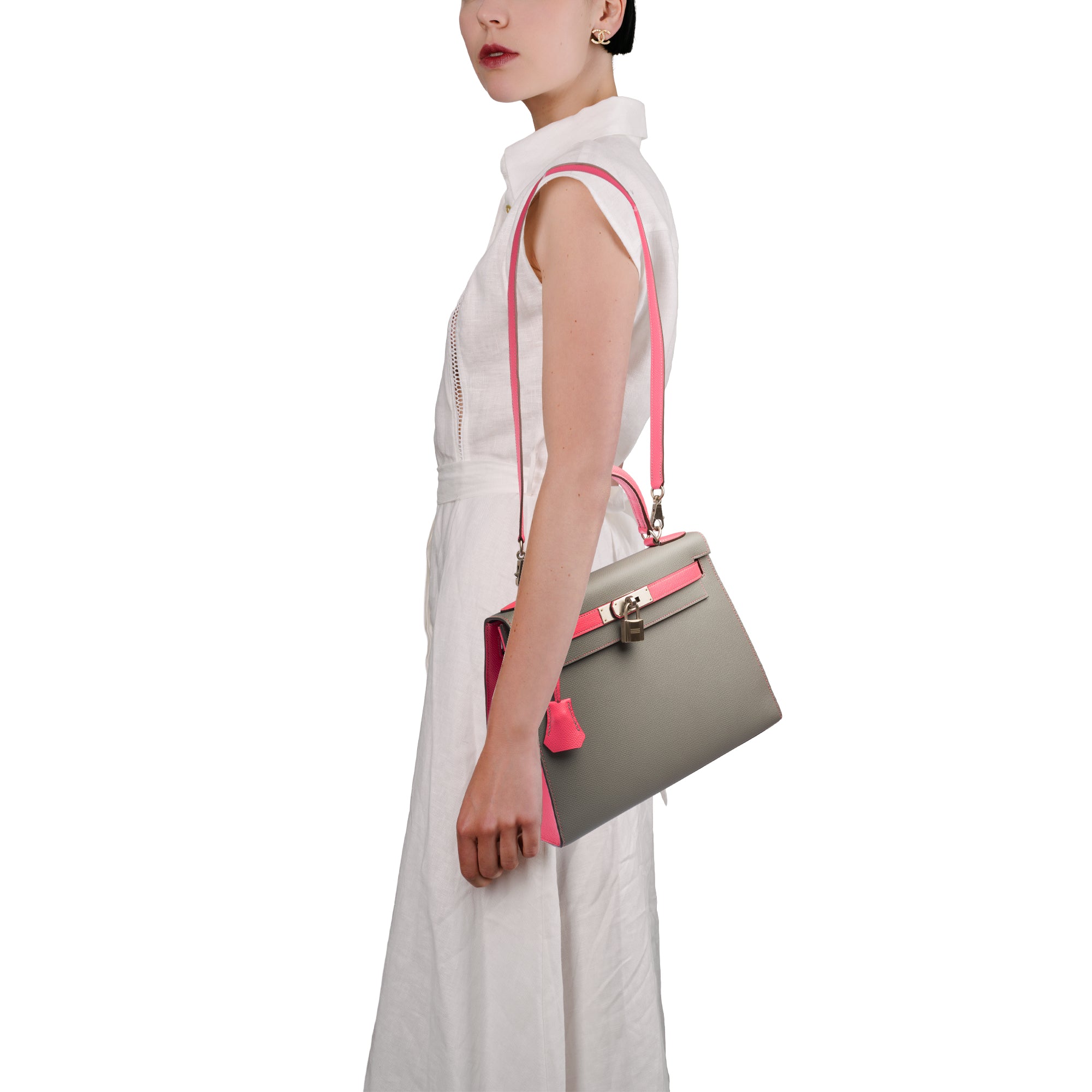 Sac HERMES Kelly 28 en Cuir Gris - 103792