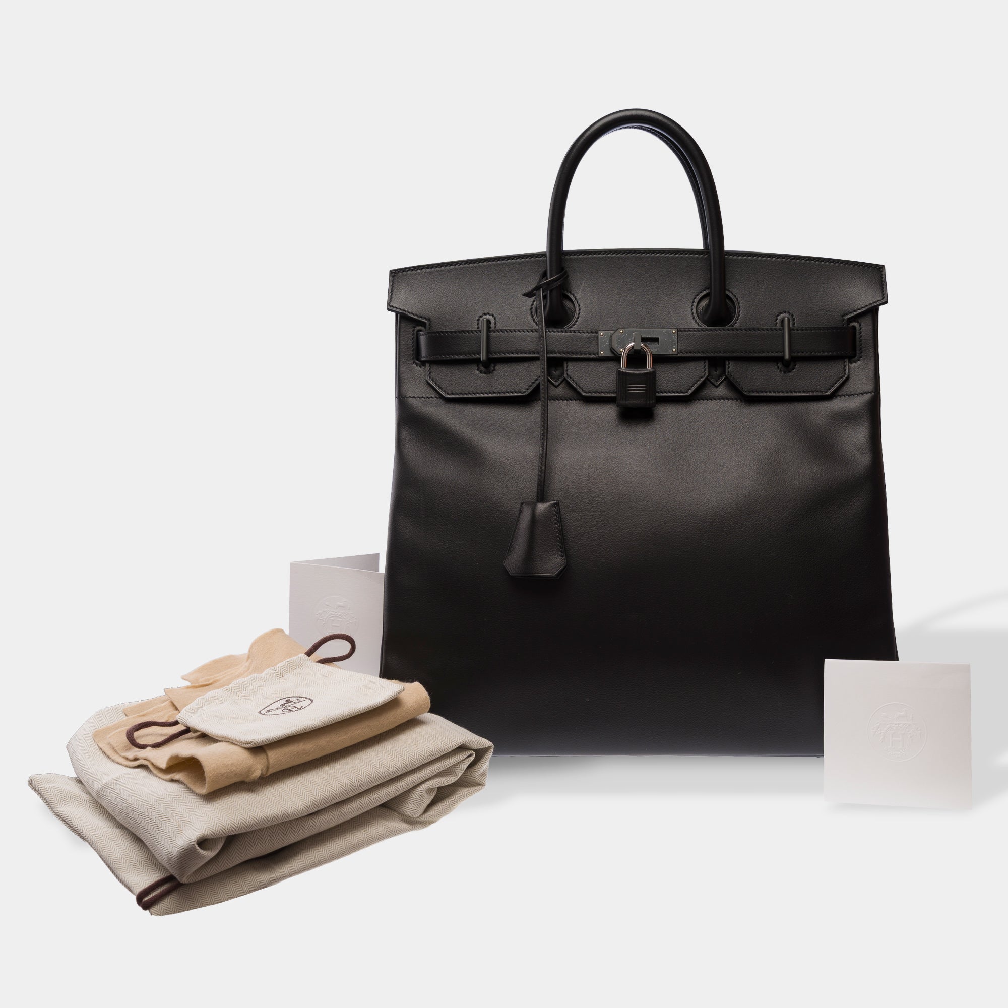 Sac HERMES Haut a Courroies en Cuir Noir - 103791