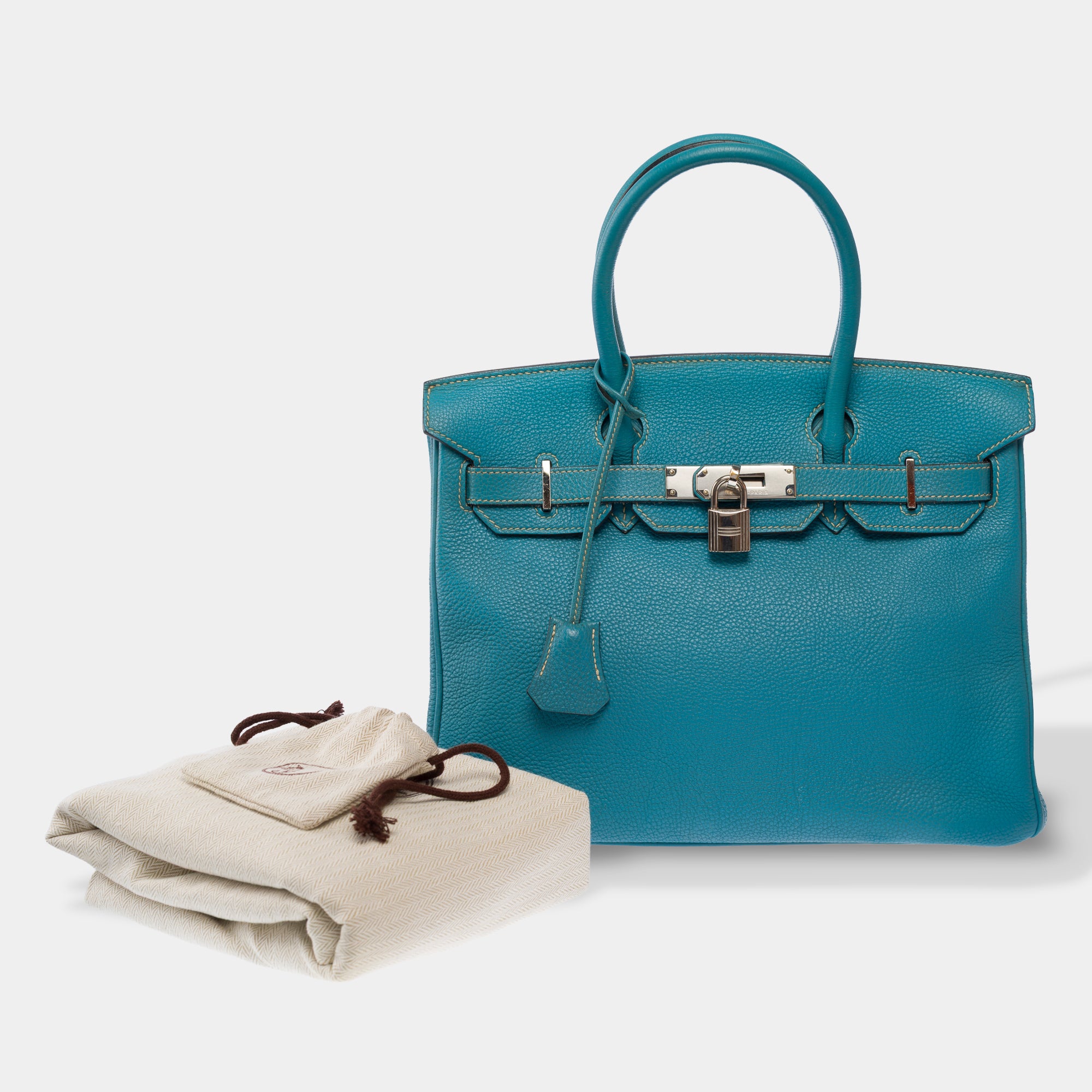 Sac HERMES Birkin 30 en Cuir Bleu - 103813