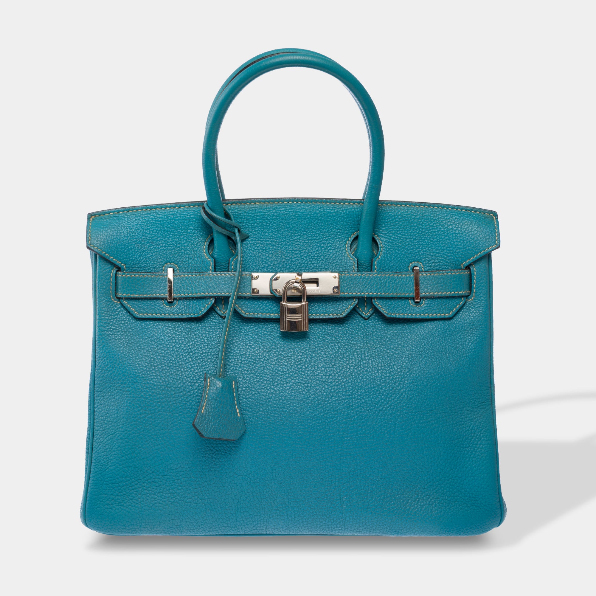 Sac HERMES Birkin 30 en Cuir Bleu - 103813