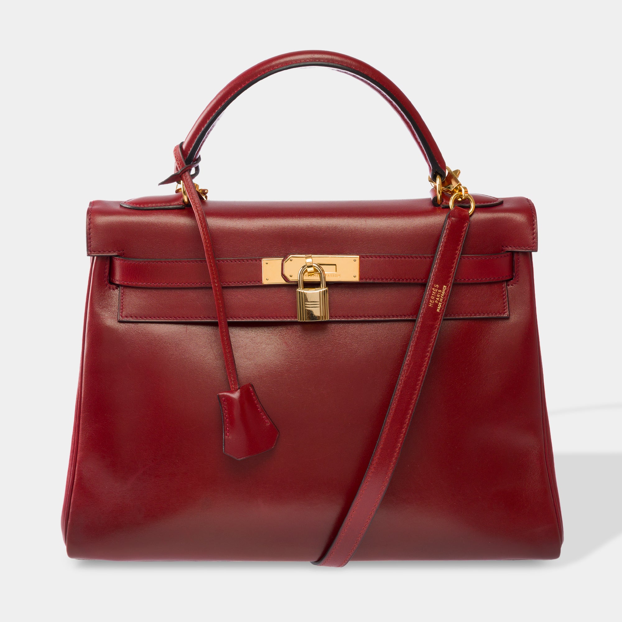 Sac HERMES Kelly 32 en Cuir Bordeaux - 103788