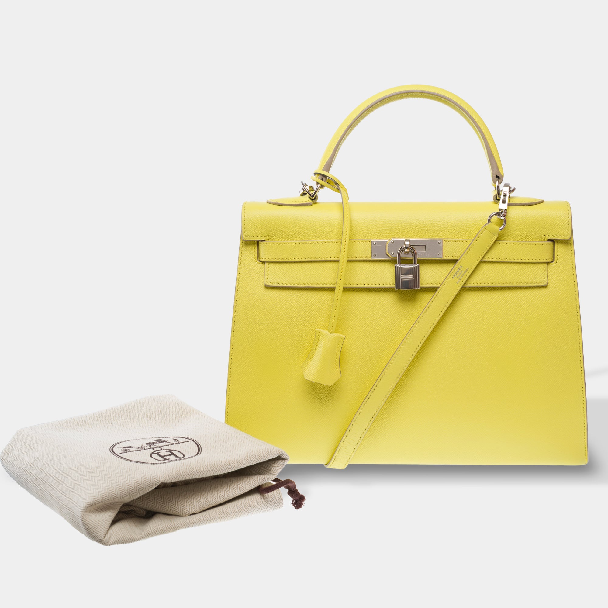 Sac HERMES Kelly 32 en Cuir Jaune - 103818