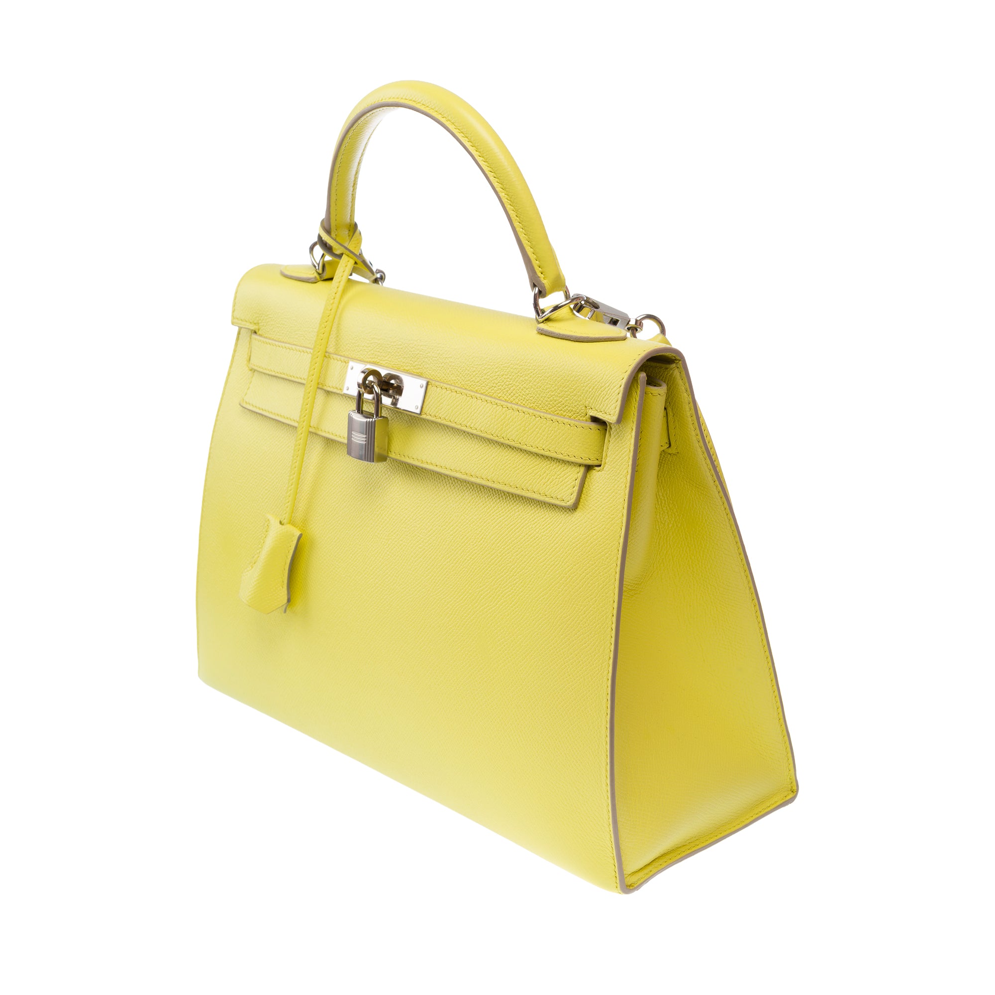 Sac HERMES Kelly 32 en Cuir Jaune - 103818
