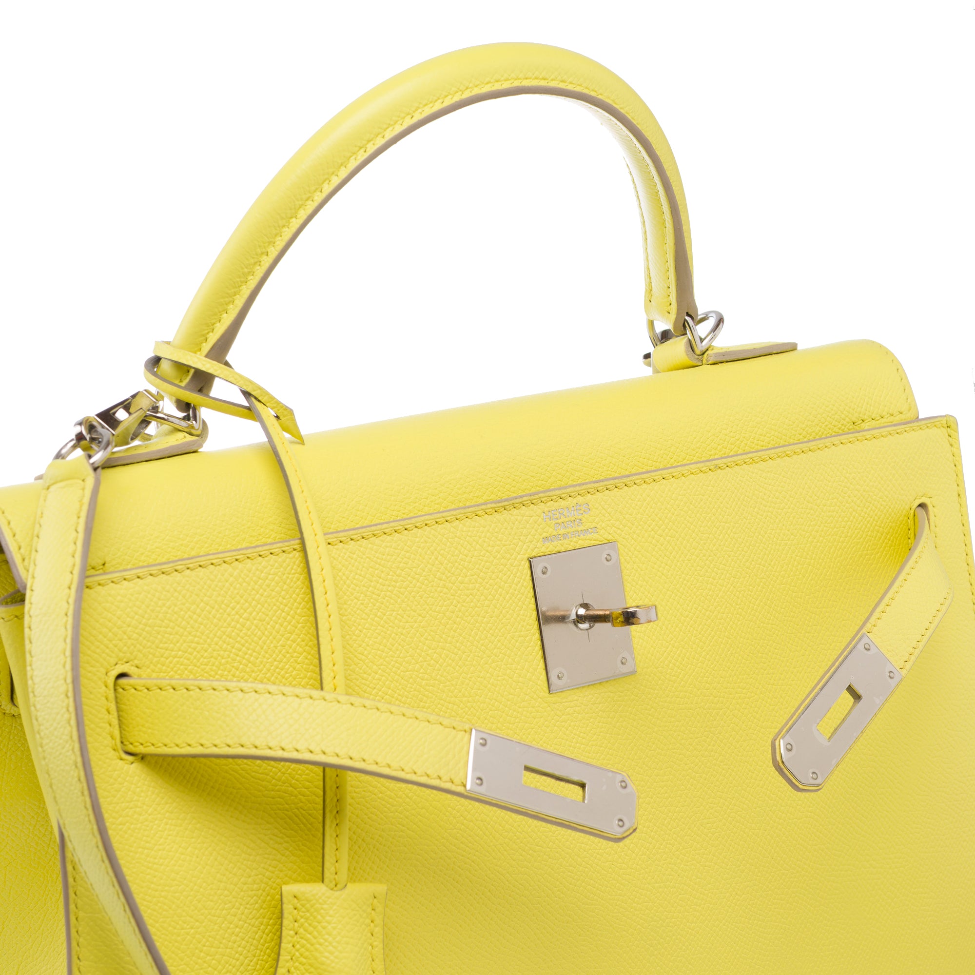 Sac HERMES Kelly 32 en Cuir Jaune - 103818
