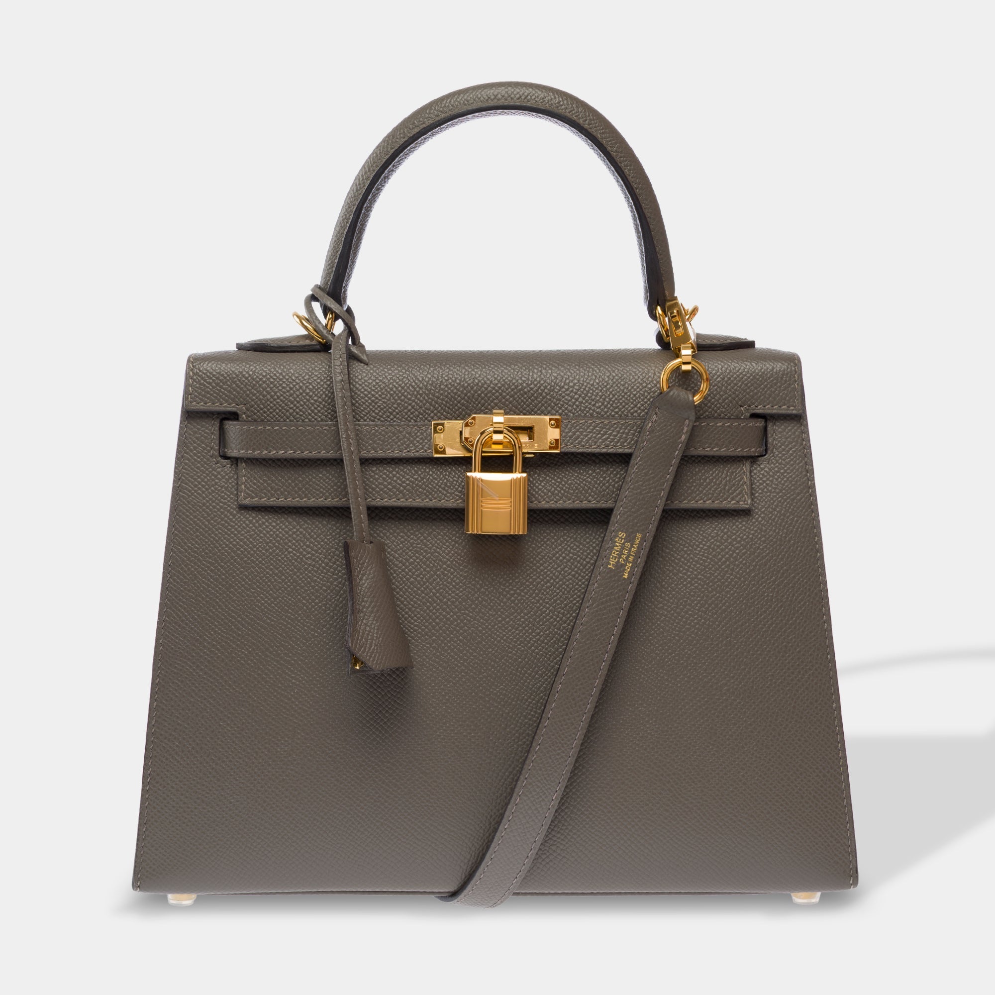 Sac HERMES Kelly 25 en Cuir Gris - 103810