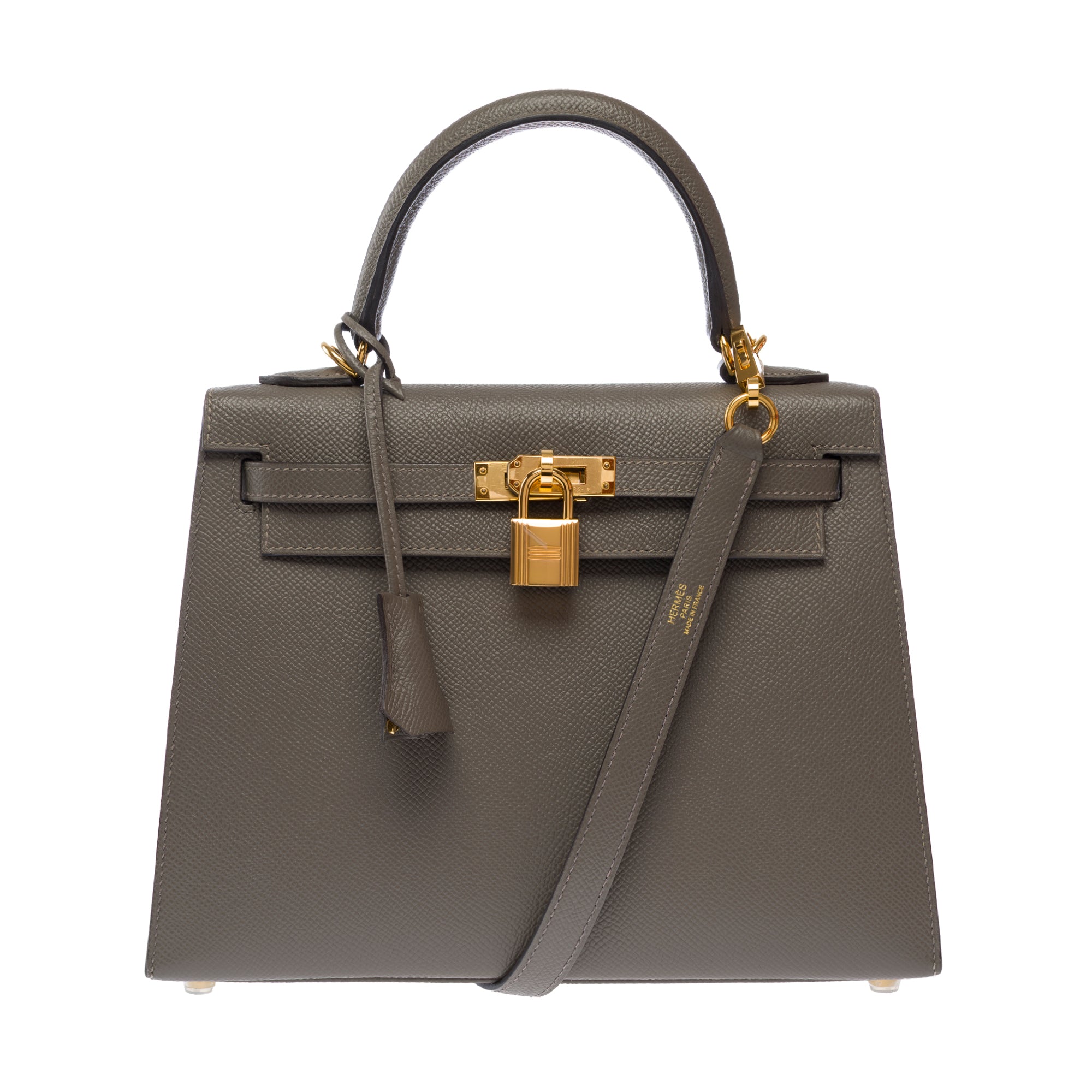 Sac HERMES Kelly 25 en Cuir Gris - 103810