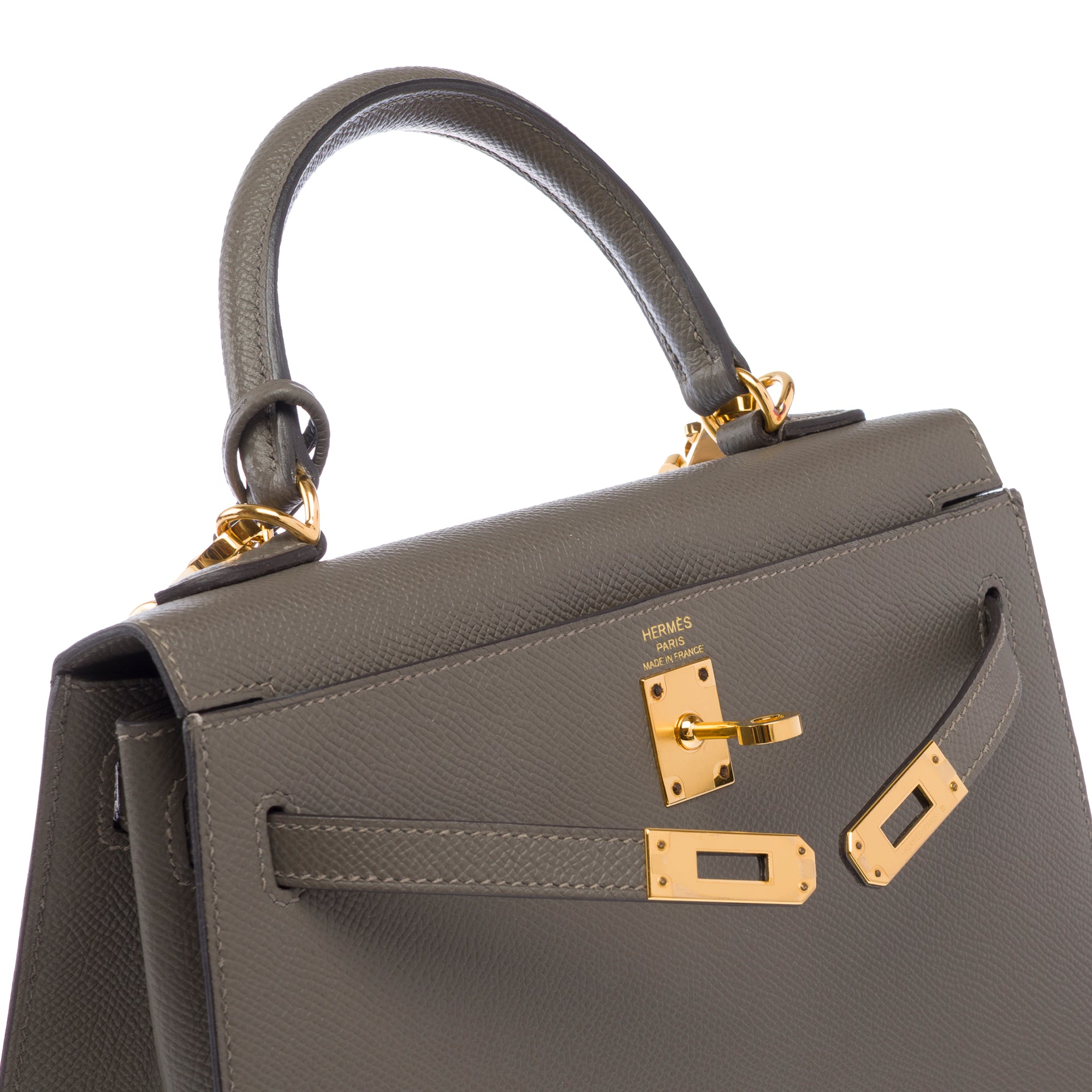Sac HERMES Kelly 25 en Cuir Gris - 103810